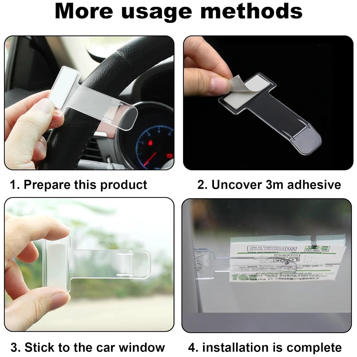 Windscreen Cardholder Fastag Stand Transparent Ticket Holder Car (2 Pc Set) - 69kart