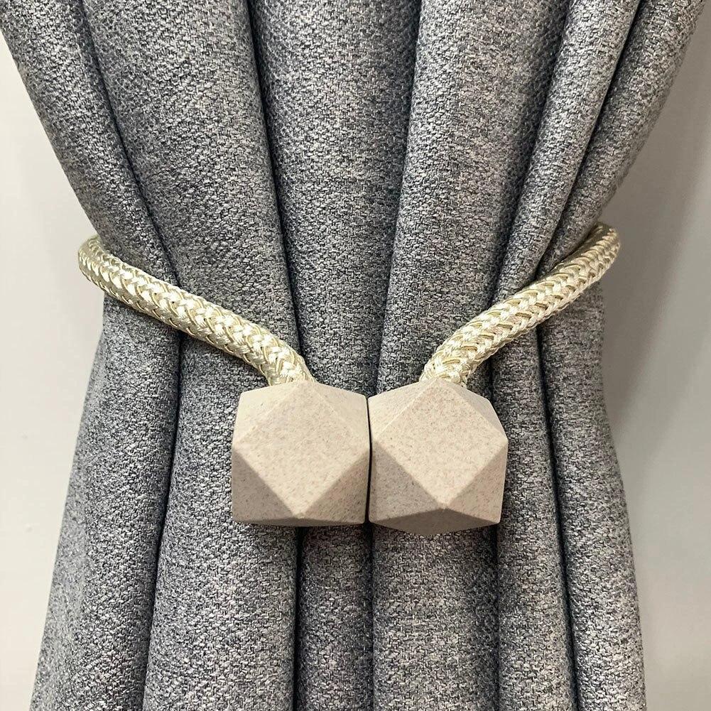 1441 Hexagonal Magnetic Braided Rope Drapery Window Curtains Loop Binding Ties Buckle (2 Pc) by Wukusy