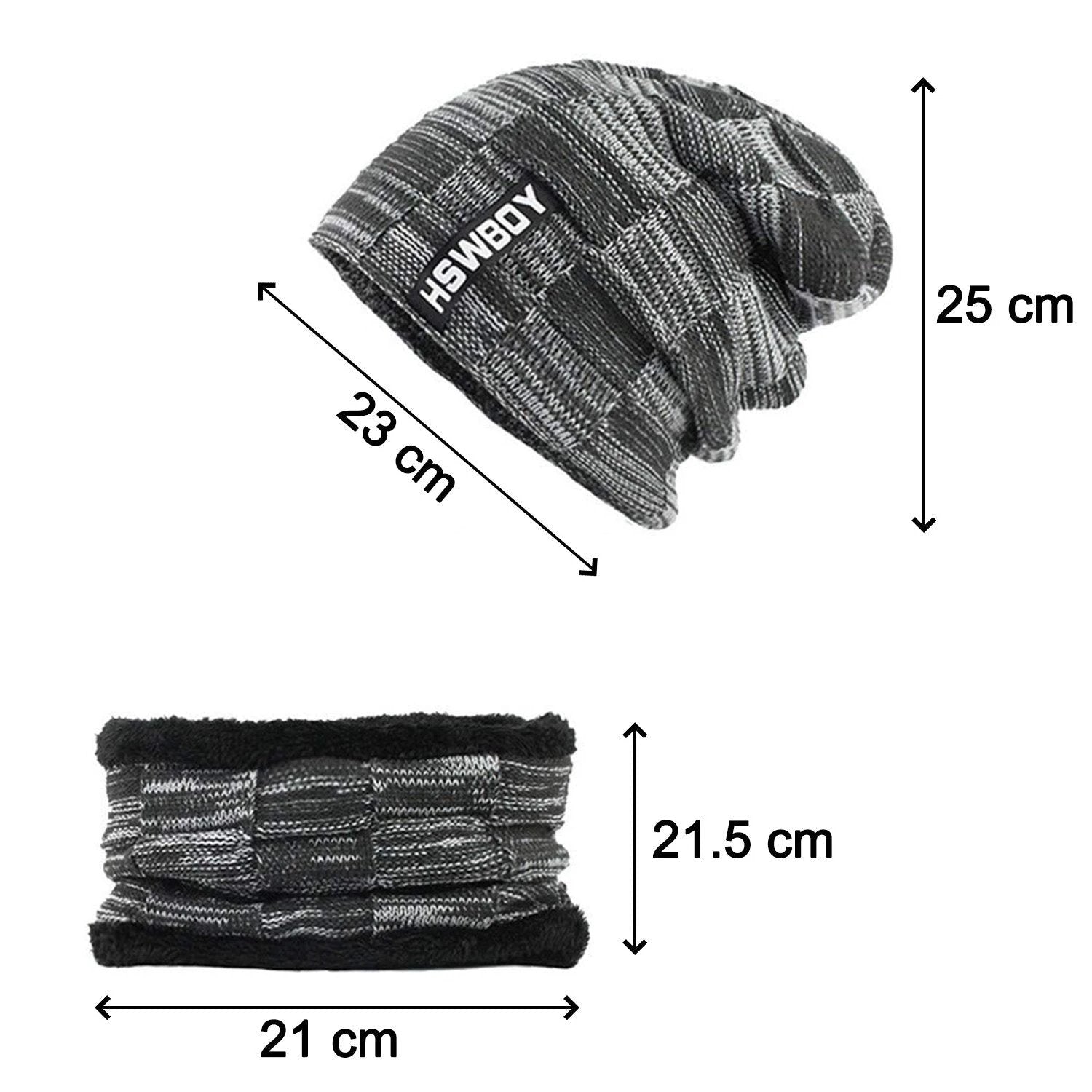 6066 Ultra Soft Unisex Woollen Beanie Cap Plus Muffler Scarf - 69kart