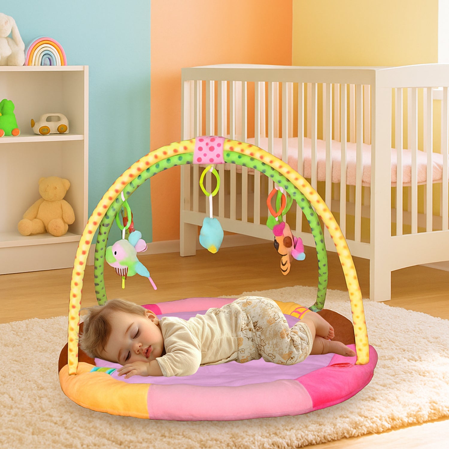 Multipurpose Baby Play Gym Sleeping Mat Mix Design