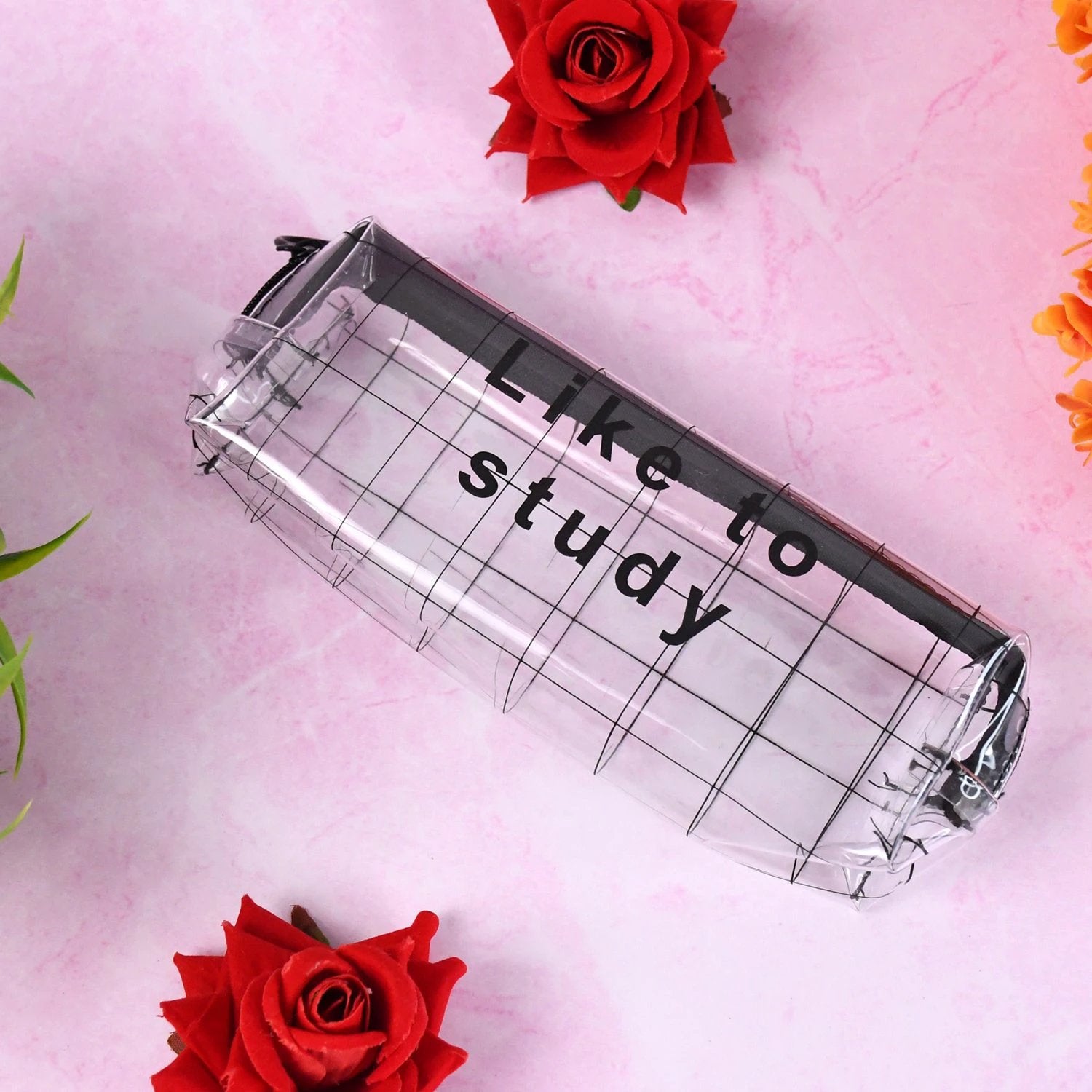 Plastic Transparent Pencil Pouch With Zipper (1 Pc) - 69KART