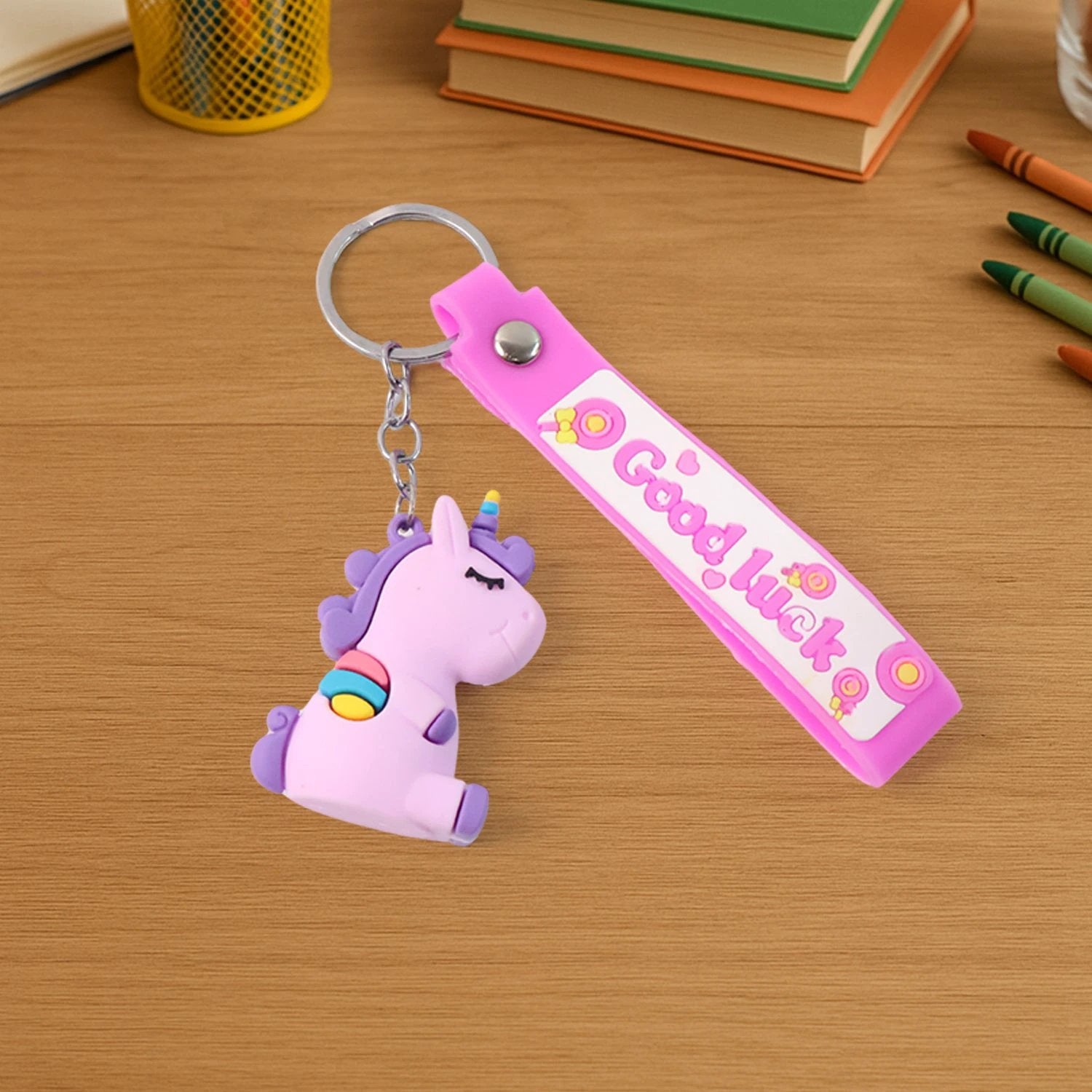 Cute Cartoon Silicone 3d Key Chain With Metal Hook  Strap (Pack Of 1) - 69KART