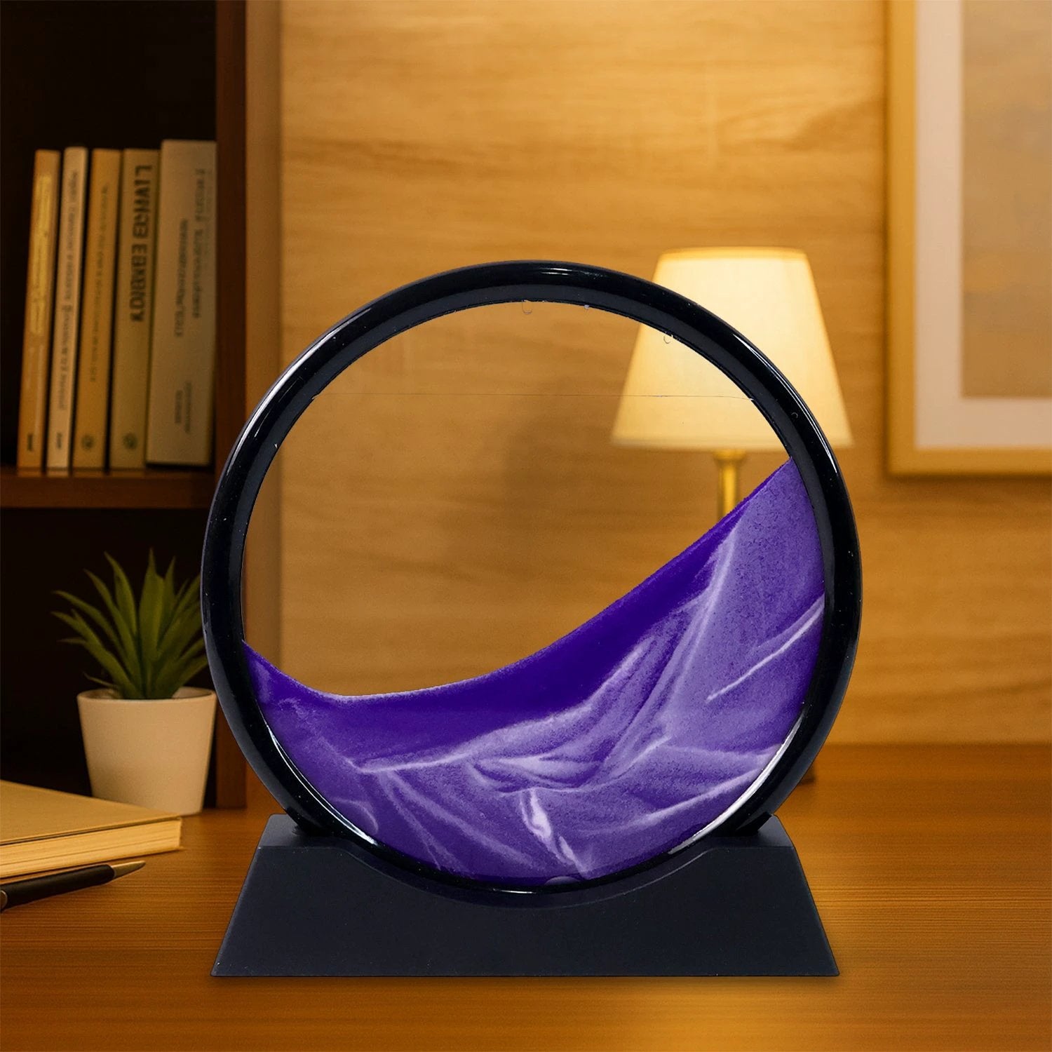 8781 Moving Sand Art Picture Decor 3d Deep Sea Sandscape Liquid Motion Round Glass Frame Display Flowing Sand Relaxing Gift For Kids Adults Painting Artistic Sandscape For Home Office Ornament Desktop Art Bookshelves Decoration (1 Pc ) by Wukusy