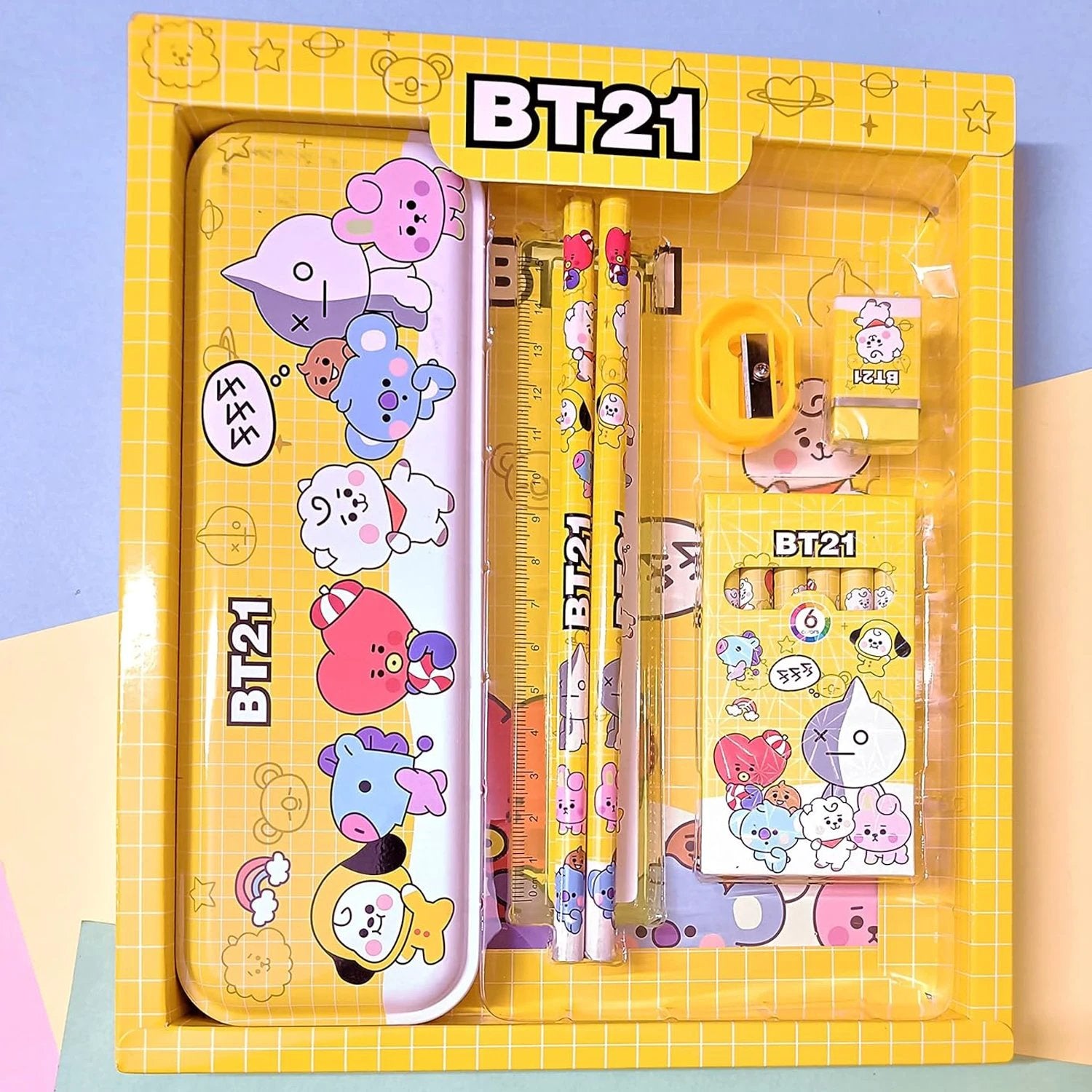 3294 Stationery Kit For Kids - Stationery Set Includes Metal Pencil Box Sharpener Pencil And Eraser Set School Supply Set Birthday Return Gift For Kids Boys Girls (12 Pc Set) - 69KART