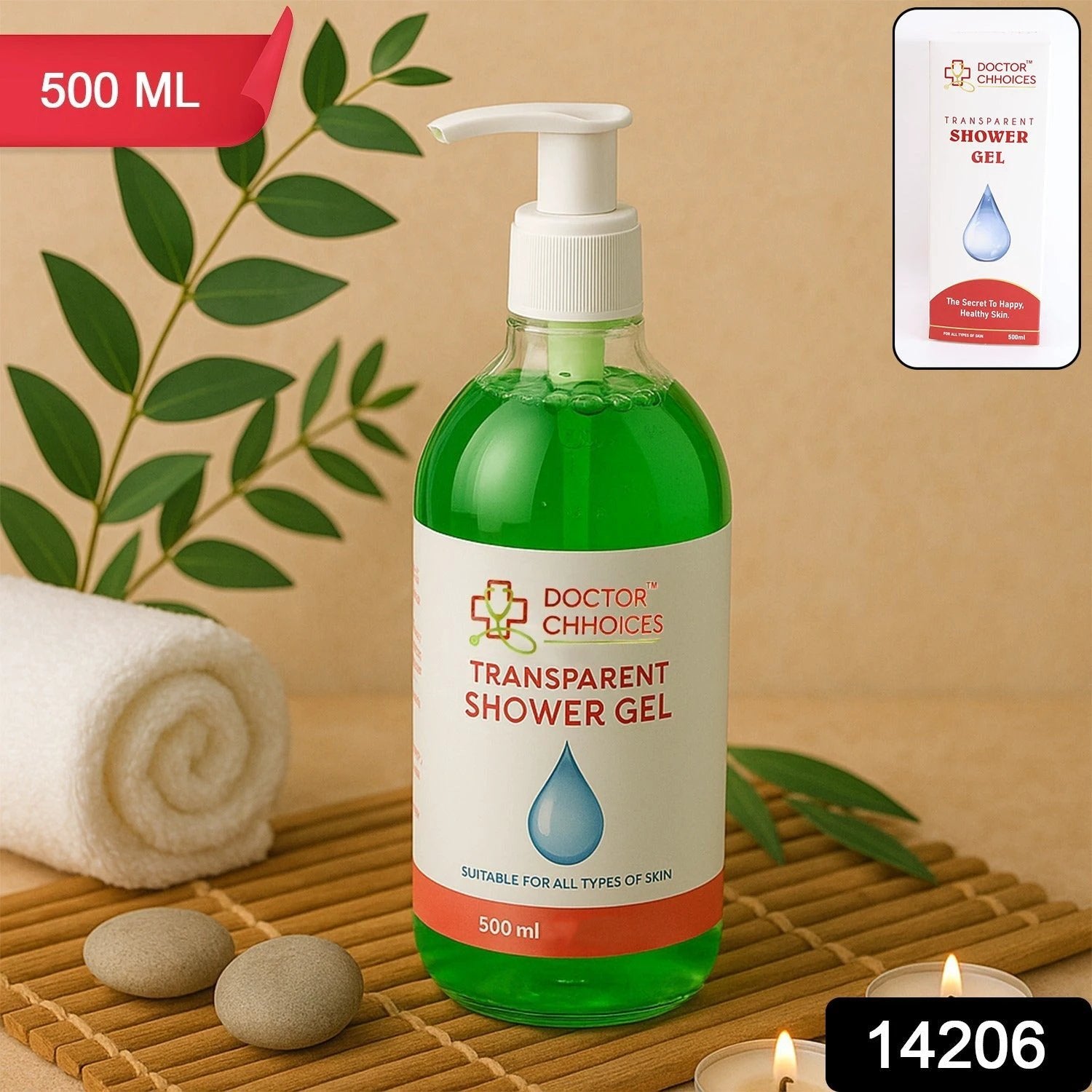 Doctor Chhoices  Choices Transparent Shower Gel  500ml Bottle With Pump Dispenser - 69kart