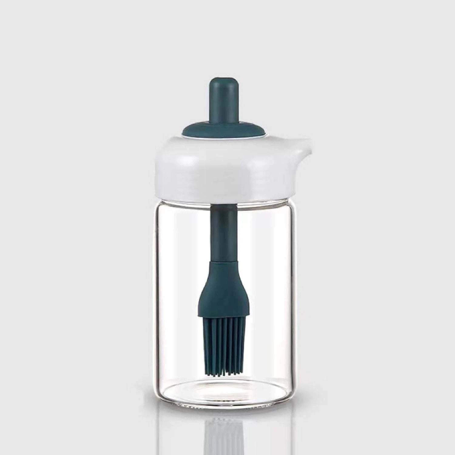2 In 1 Glass Oil Dispenser Jar  Bottle With Brush (1 Set) - 69kart