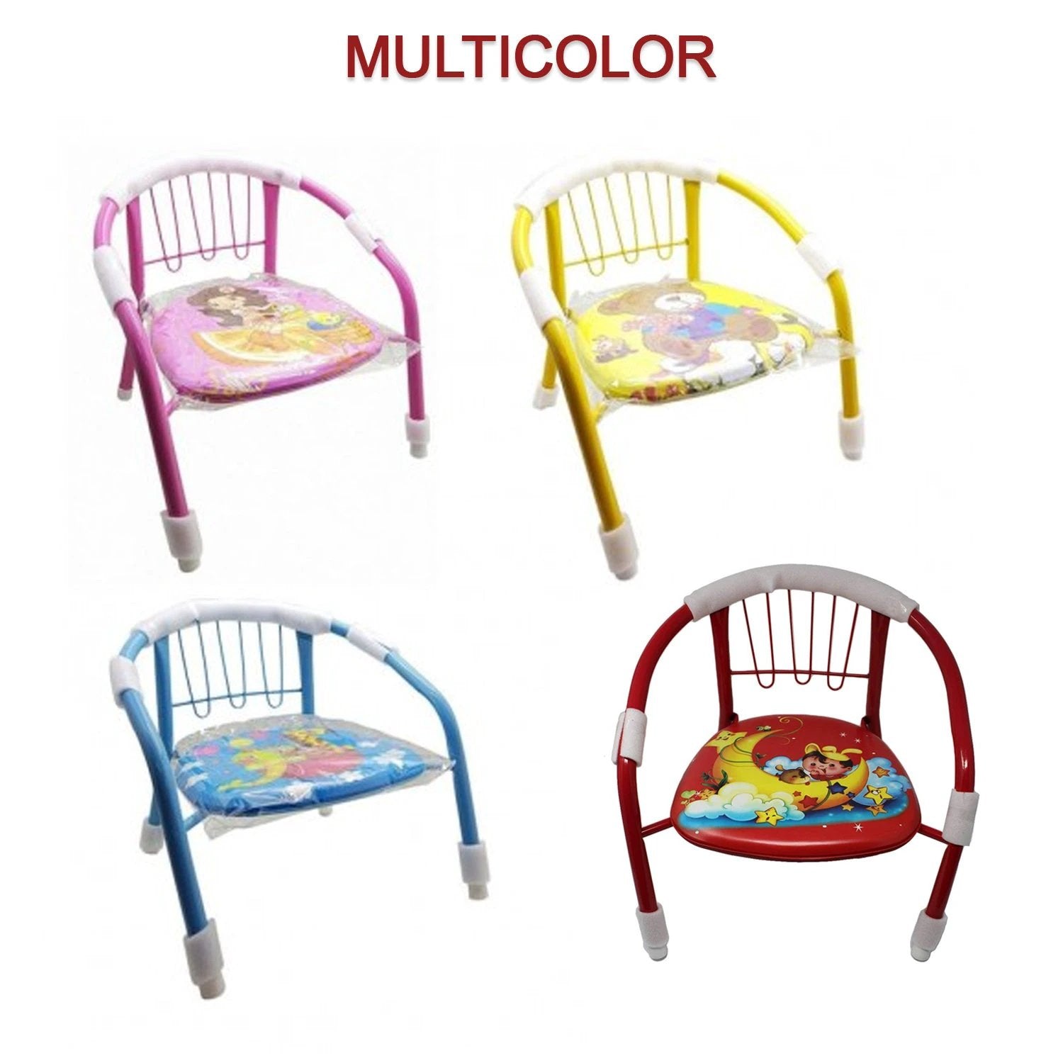 1257 Multicolor Cartoon Design Baby Chair With Metal Backrest Frame Sound Seated Soft Cushion For Kids Toddlers (Moq - 4 Pcs) by Wukusy