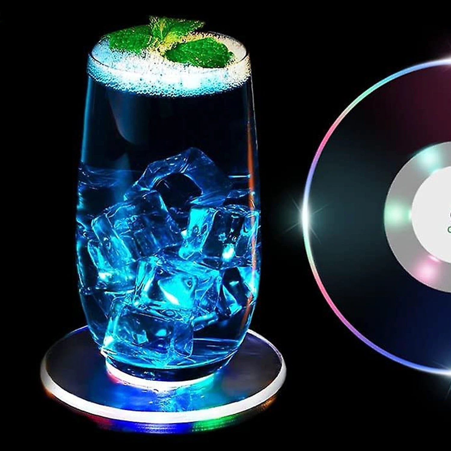 Colorful Led Cocktail Coaster Round Ultra-thin Led Drink Coaster (1 Pc) by Wukusy