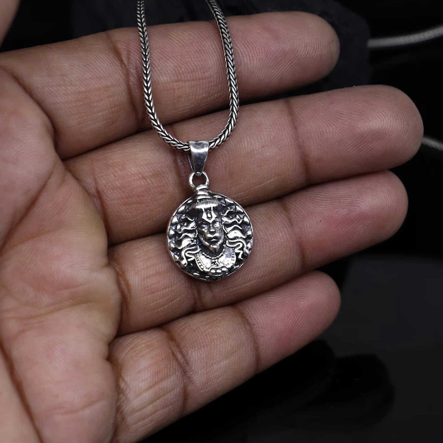Hanuman Facelocket With Chain Pendant Necklace Chain (1 Pc) - 69KART