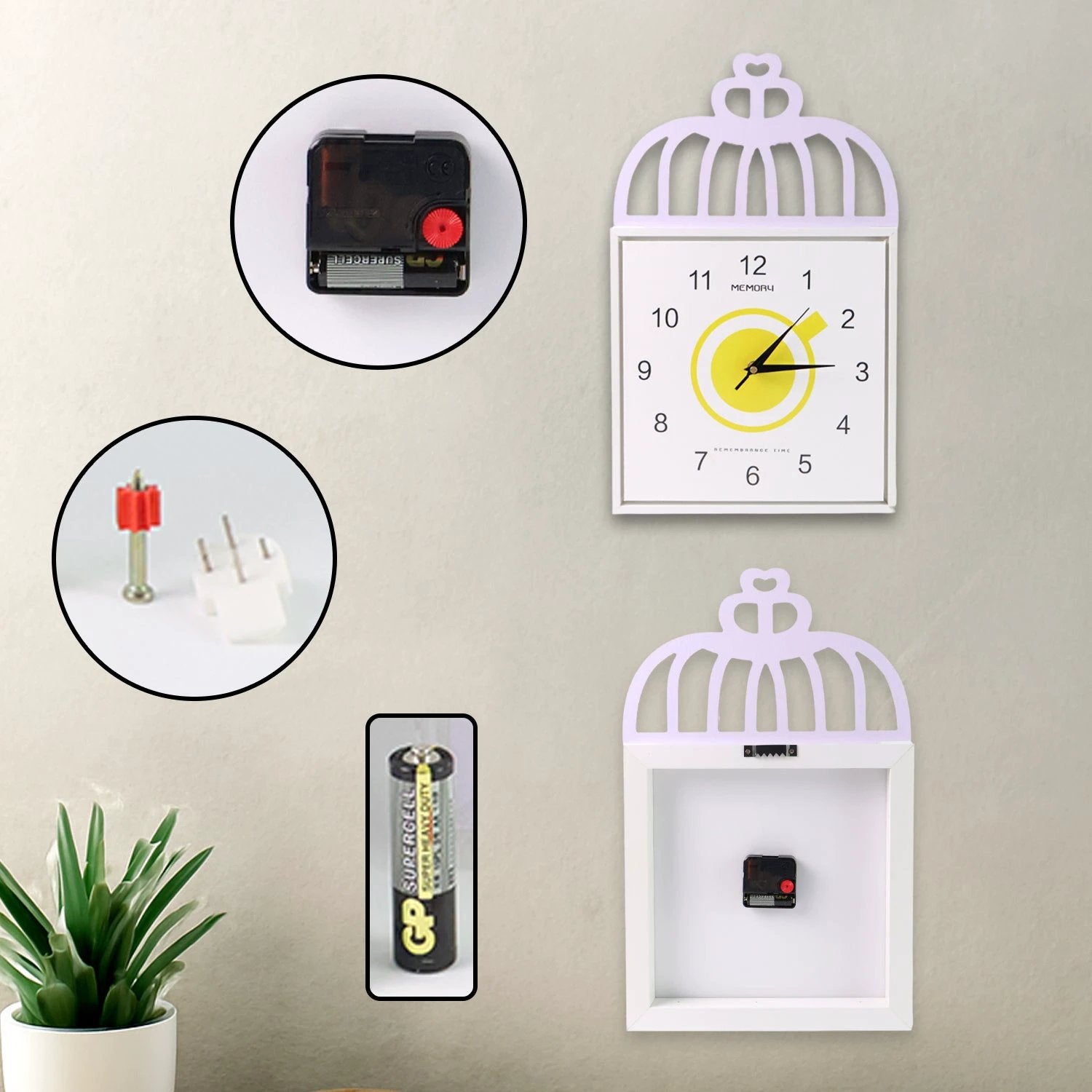 Decorative Square Wall Clock Battery Operated  1 Pc - 69KART