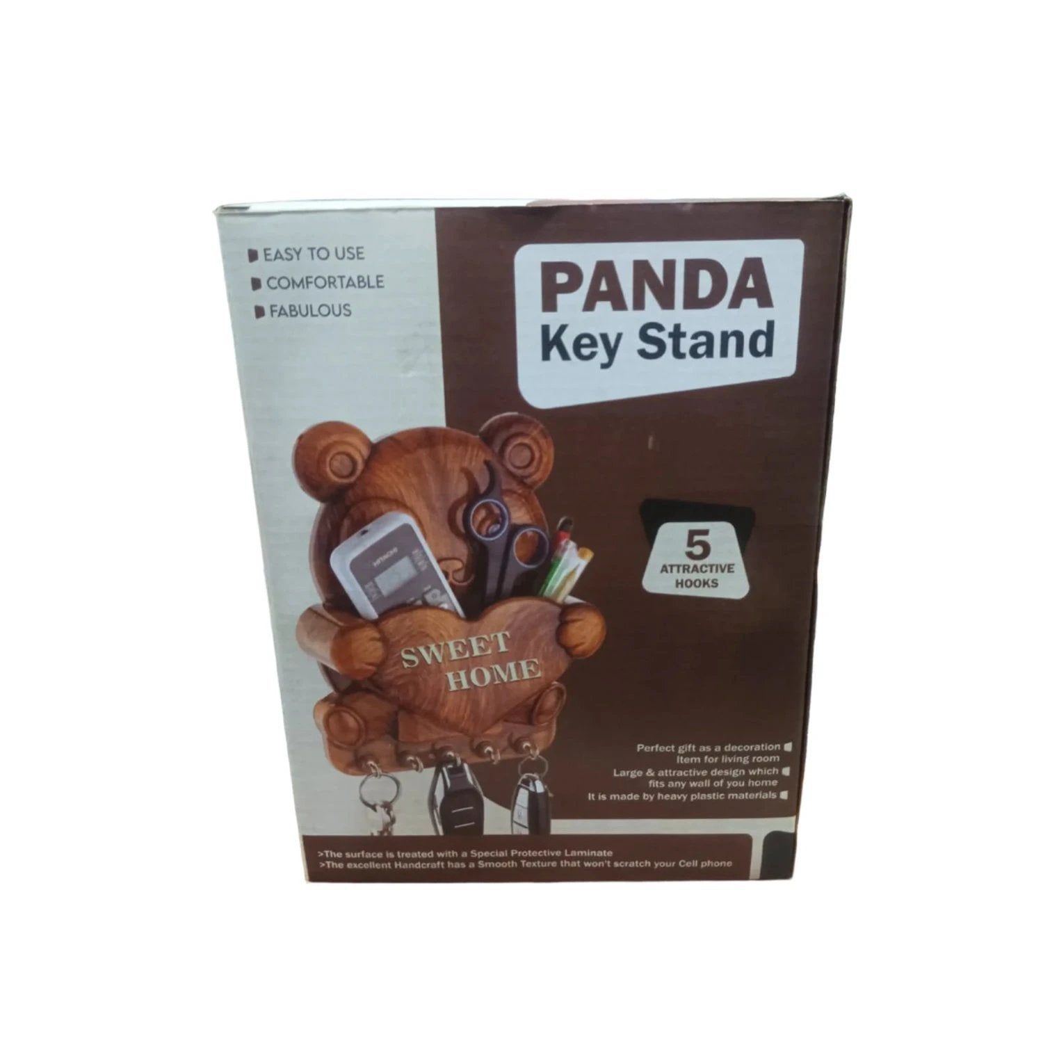 Cute Plastic Panda Key Holder Wall Key Rack With 5 Hooks (1 Pc) by Wukusy