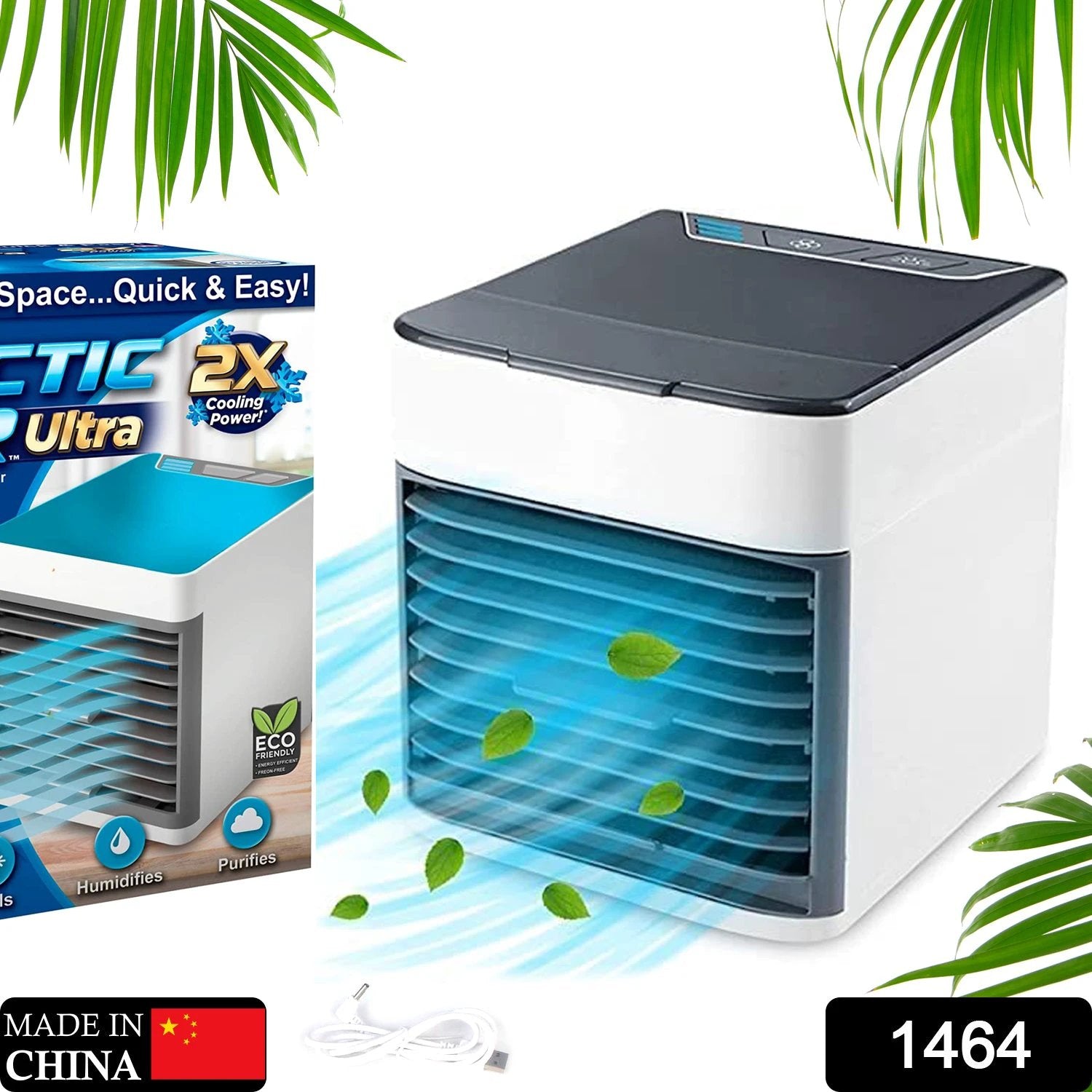 1464 Mini Portable Air Cooler Personal Space Cooler Easy To Fill Water And Mood Led Light And Portable Air Conditioner Device Cool Any Space Like Home Office - 69kart
