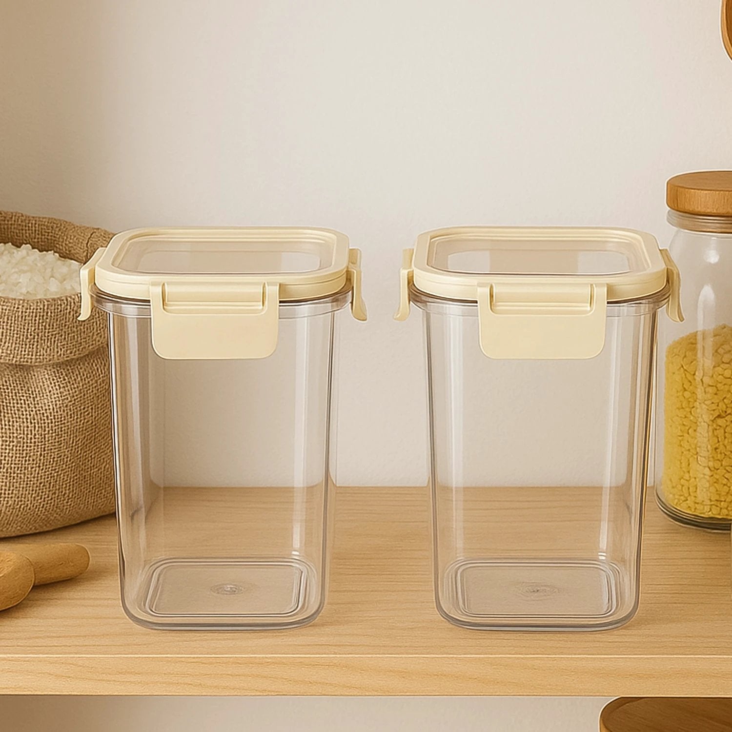 Apex Press N Lock Airtight Kitchen Storage Container Set (2pc1400ml) Approx by Wukusy