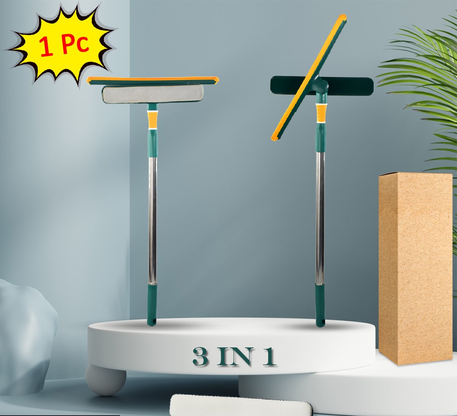 6252 3 In 1 Glass Wiper Used In All Kinds Of Household And Official Places For Cleaning And Wiping Of Floors Glasses And Dust Etc.