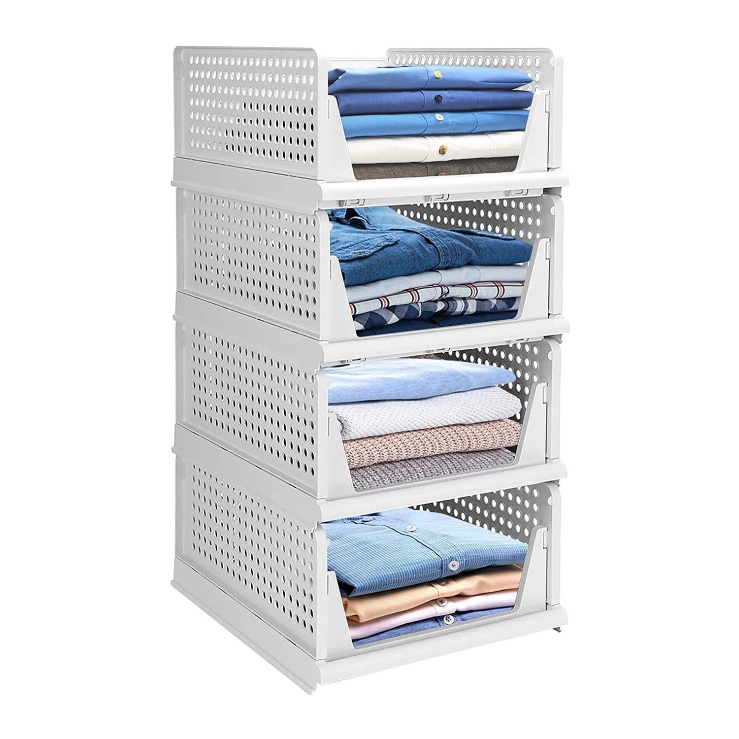 7731 Clothes Organizer 4 Layer Drawer For Wardrobe Cupboard Organizer For Clothes Foldable And Stackable Closet Organizer Drawer Organizer For Clothes Multi Purpose Plastic Drawer - 69KART