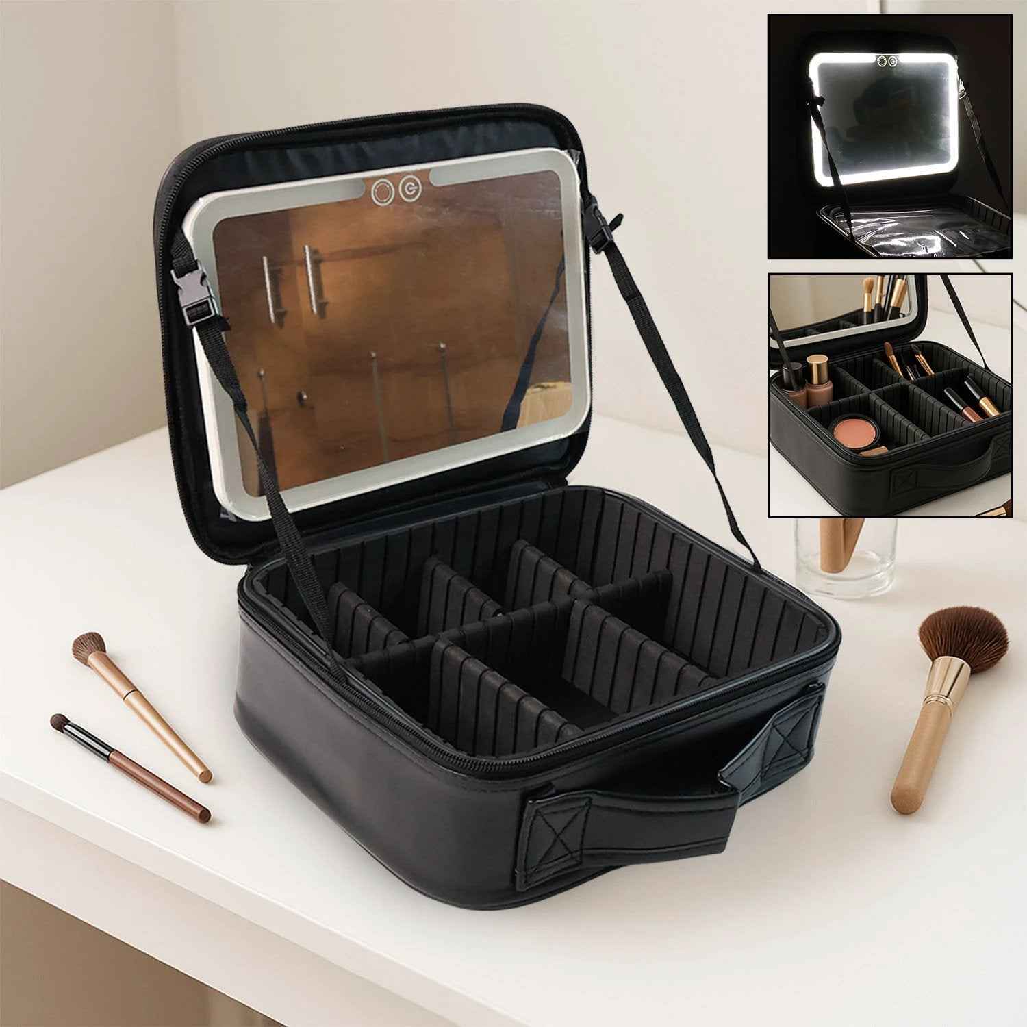 Black Premium Led Light Makeup Organizer Box (1 Pc) - 69KART
