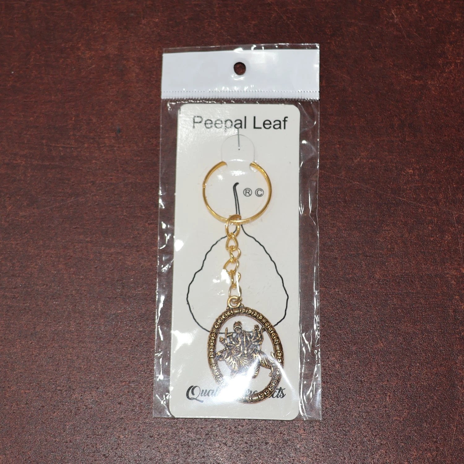 Maa Durga Oval Frame Golden Keychain by Wukusy
