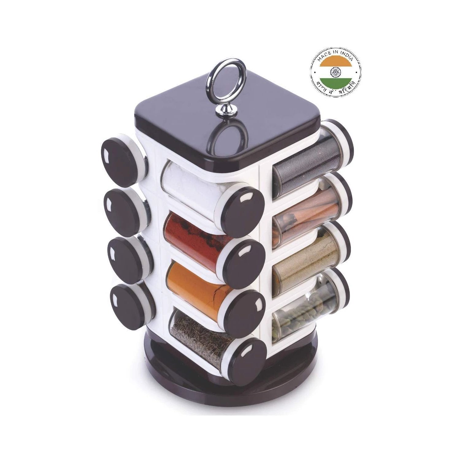 8119 Ganesh Multipurpose Revolving Spice Rack With 16 Pcs Dispenser Each 100 Ml Plastic Spice Abs Material 1 Piece Spice Set 1 Piece Spice Set  (Plastic) - 69KART