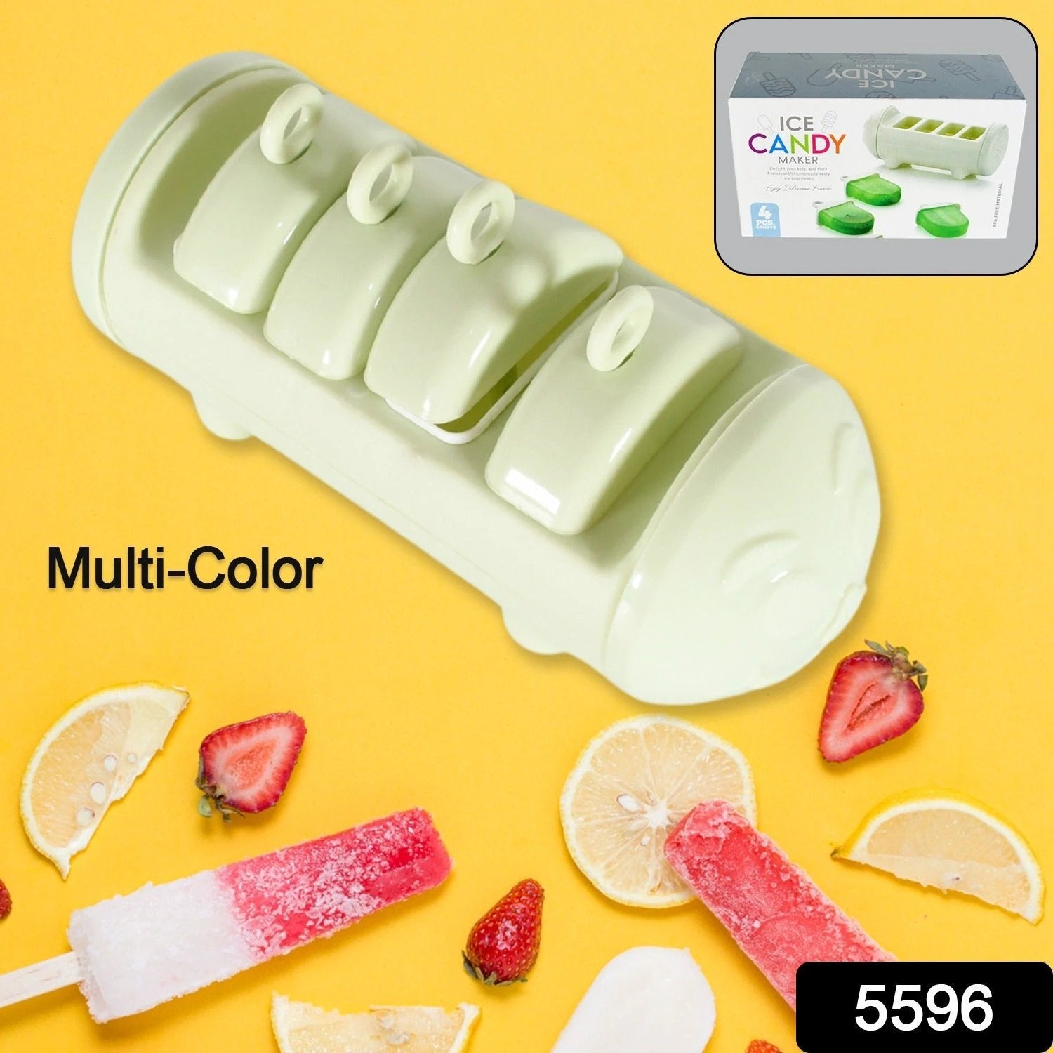 5596 Cartoon Shape Mold Ice Candy Popsicle Mold Ice Plastic Ice Candy Maker Kulfi Maker Molds Set With 4 Cups (1 Pc  Multicolor) - 69kart