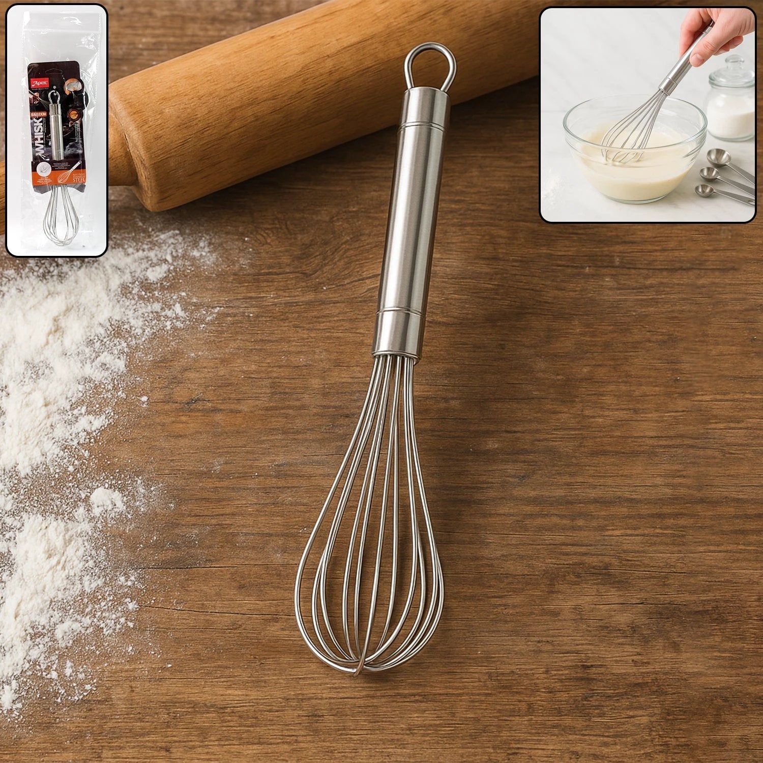 Apex Stainless Steel Small Hand Whisk (1 Pc) by Wukusy