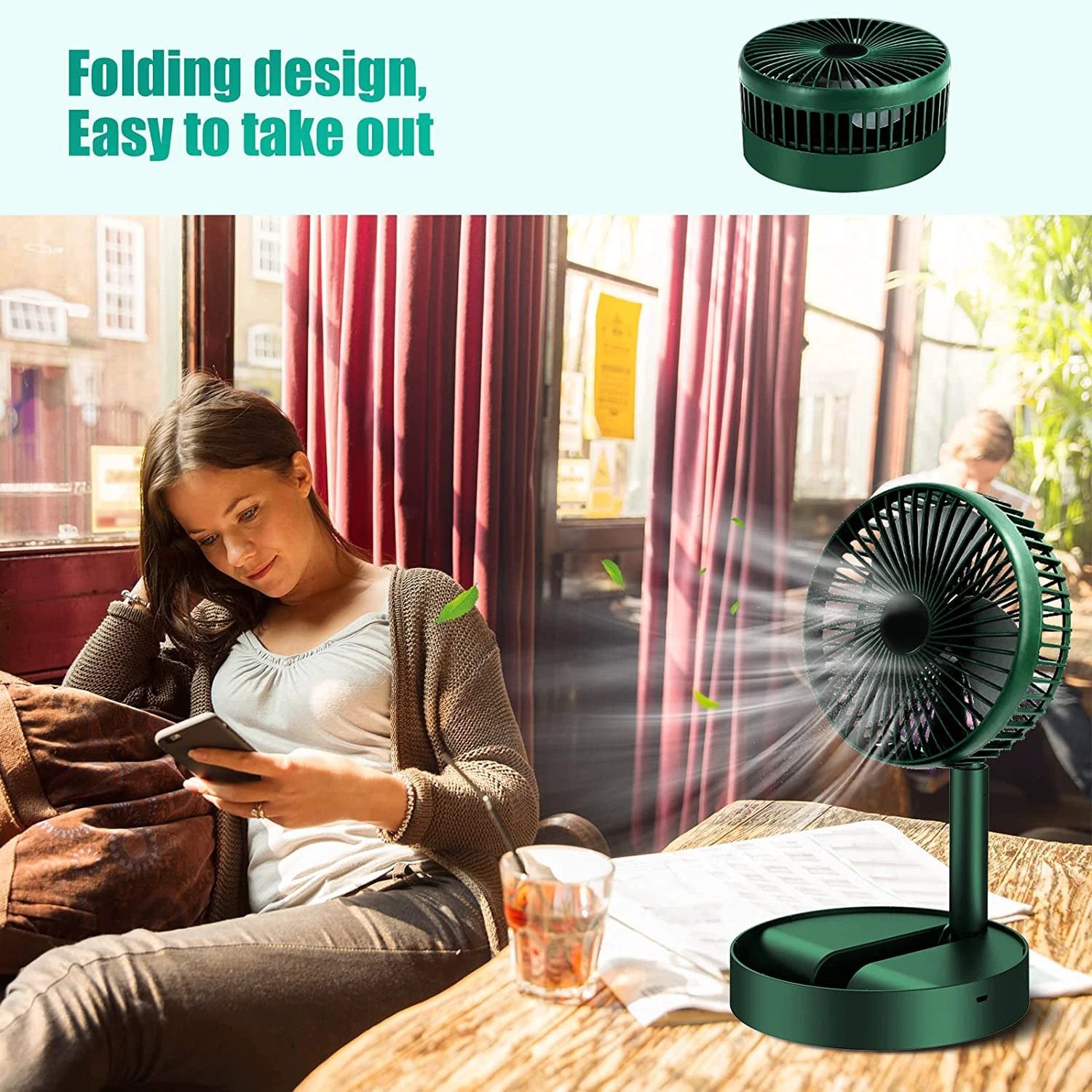 4642 Telescopic Electric Desktop Fan Height Adjustable Foldable  Portable For Travelcarry  Silent Table Top Personal Fan For Bedside Office Table (Battery Not Include) - 69kart