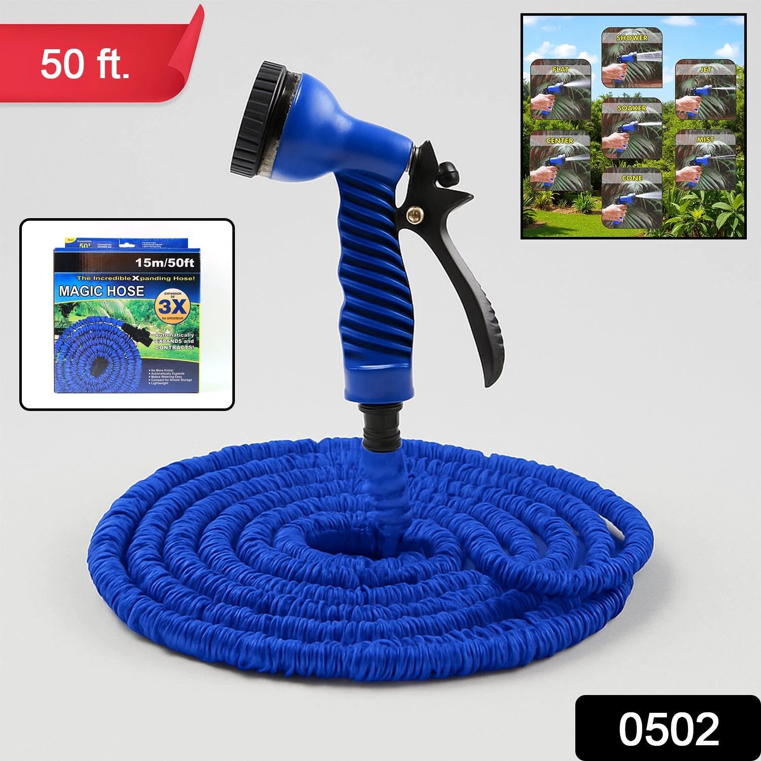 502 -50 Ft Expandable Hose Pipe Nozzle For Garden Wash Car Bike With Spray Gun by Wukusy