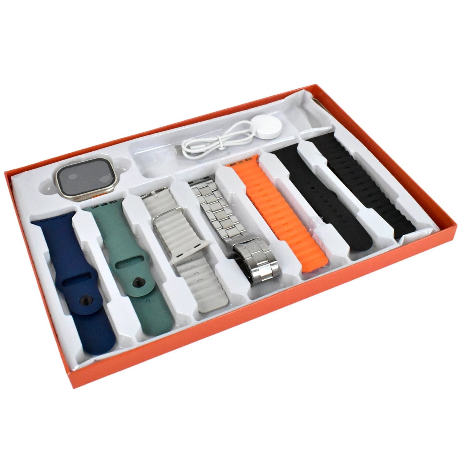 7 In 1 Ultra Smart Watch Combo With Seven Classic Straps  Transparent Screen Guard (1 Set  Mix Color) - 69KART