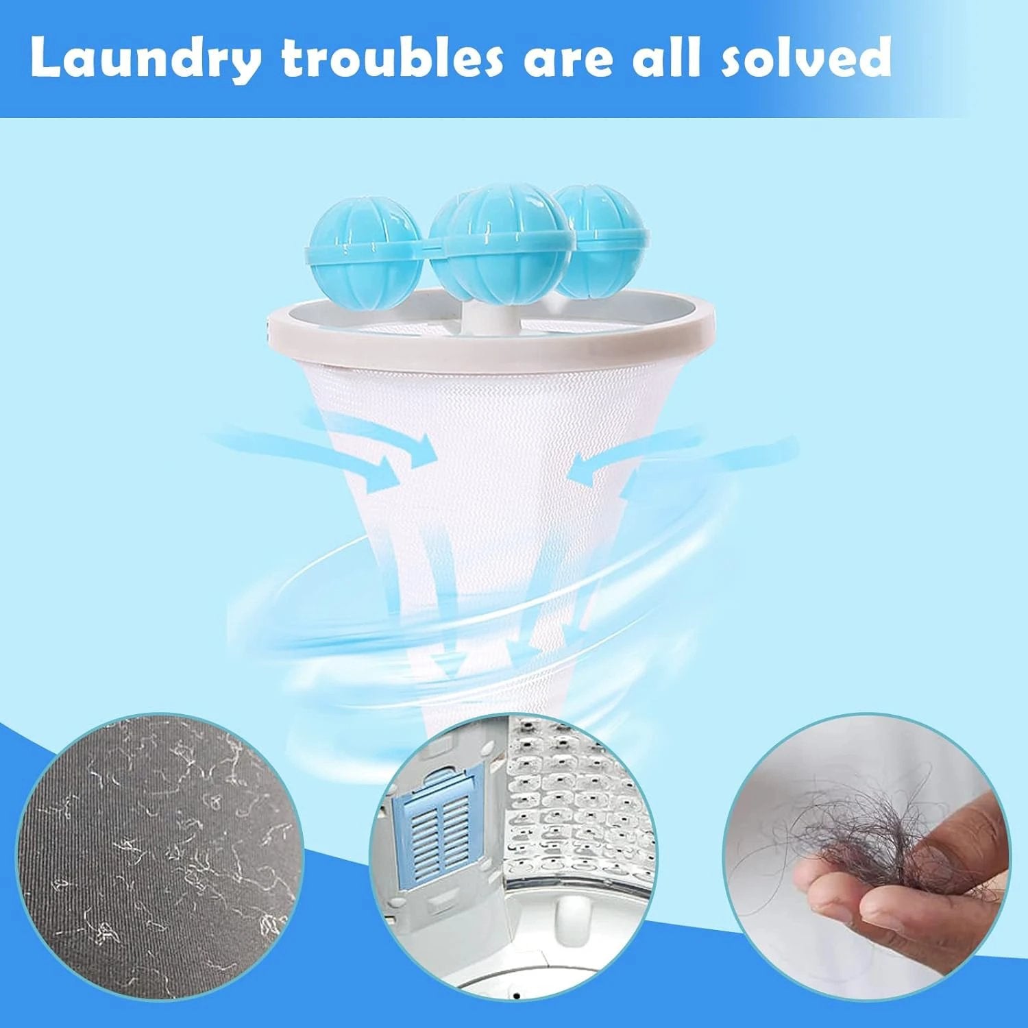 12604 Laundry Ball Floating Pet Fur Lint Hair Catcher Household Reusable Washing Machine Floating Lint Mesh Bag Hair Filter Net Pouch Washing Lint Hair Remover Net Mesh Bag Dryer (1 Pc) - 69KART