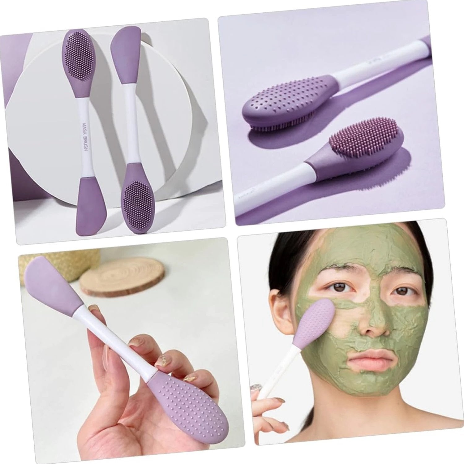 12532 Double-headed Silicone Mask Brush Face Cleansing And Applying Mud Mask Beauty Salon Special Brush Smear Tool Facial Scrub Silicone Wash Scrubber Face Tools (1 Pc) by Wukusy