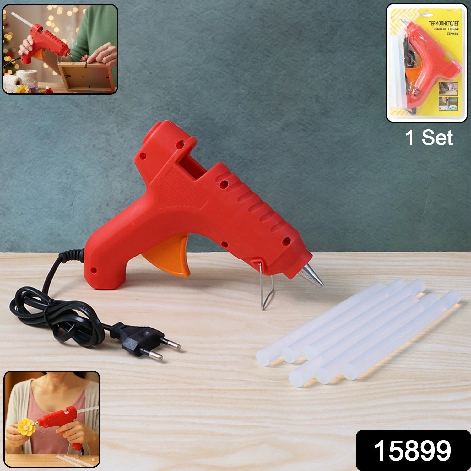 Premium 20w Hot Melt Glue Gun With 6 Transparent Glue Sticks Set - 69KART