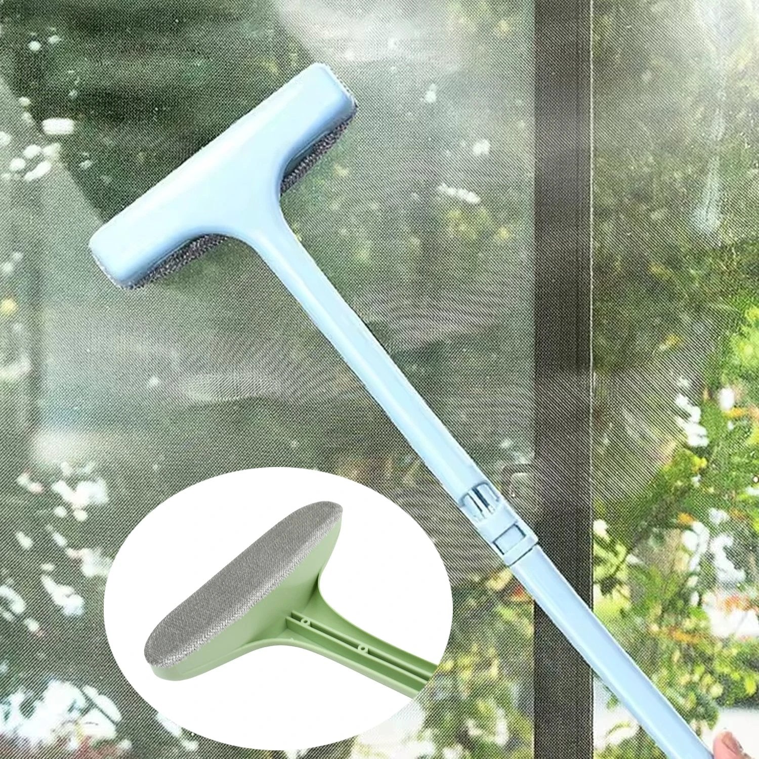 Window Screen Cleaning Brush With Extendable Handle (1 Pc) by Wukusy