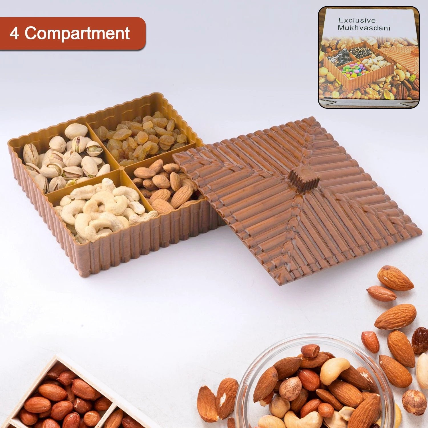 Plastic Multipurpose Dry Fruit Chocolates Mouth Box (1 Pc) - 69KART