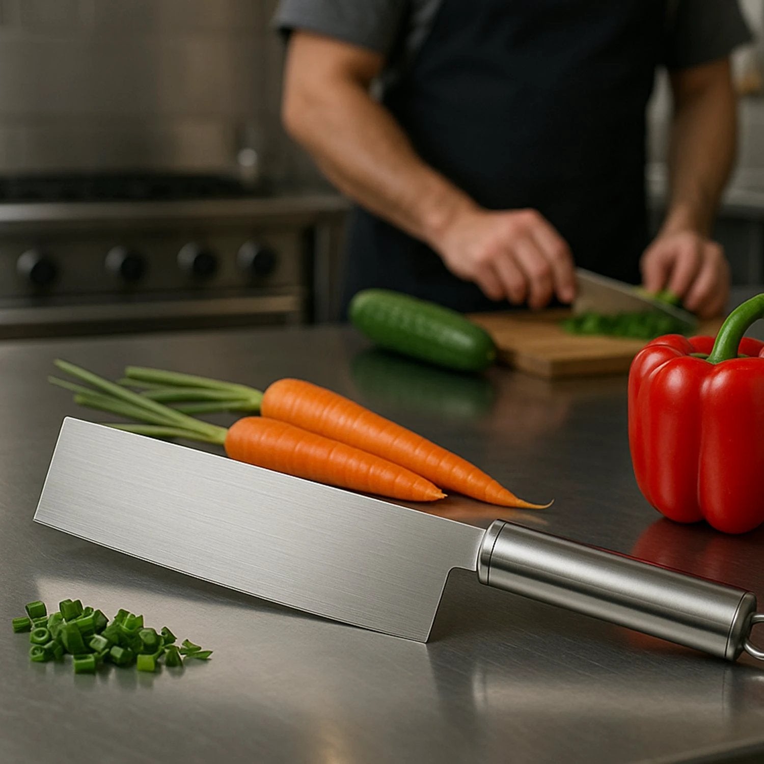 Professional-grade Stainless Steel Vegetable Cleaver Knife 1 Pc by Wukusy