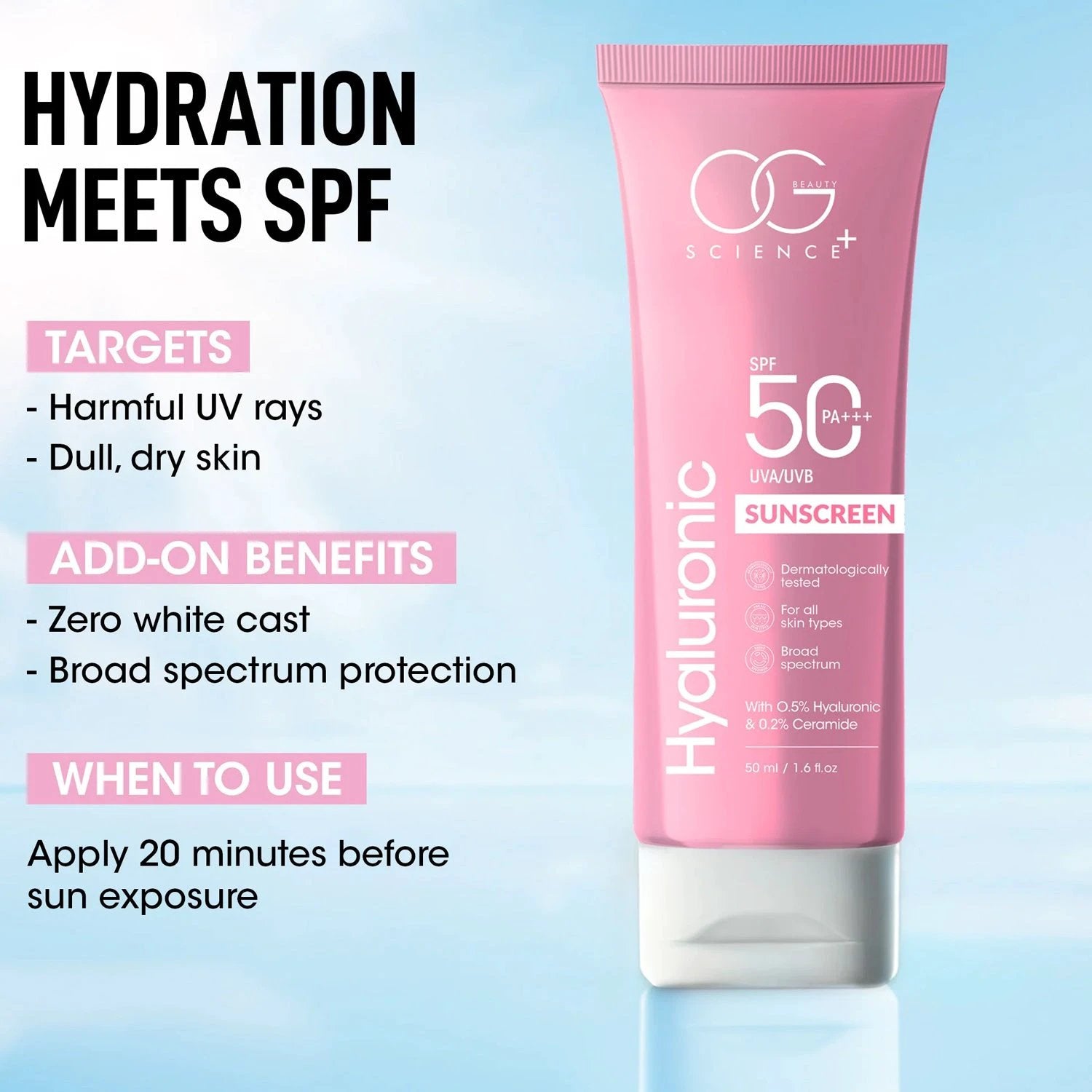 Og Beauty Science Hyaluronic Sunscreen (50ml  1 Pc) - 69KART