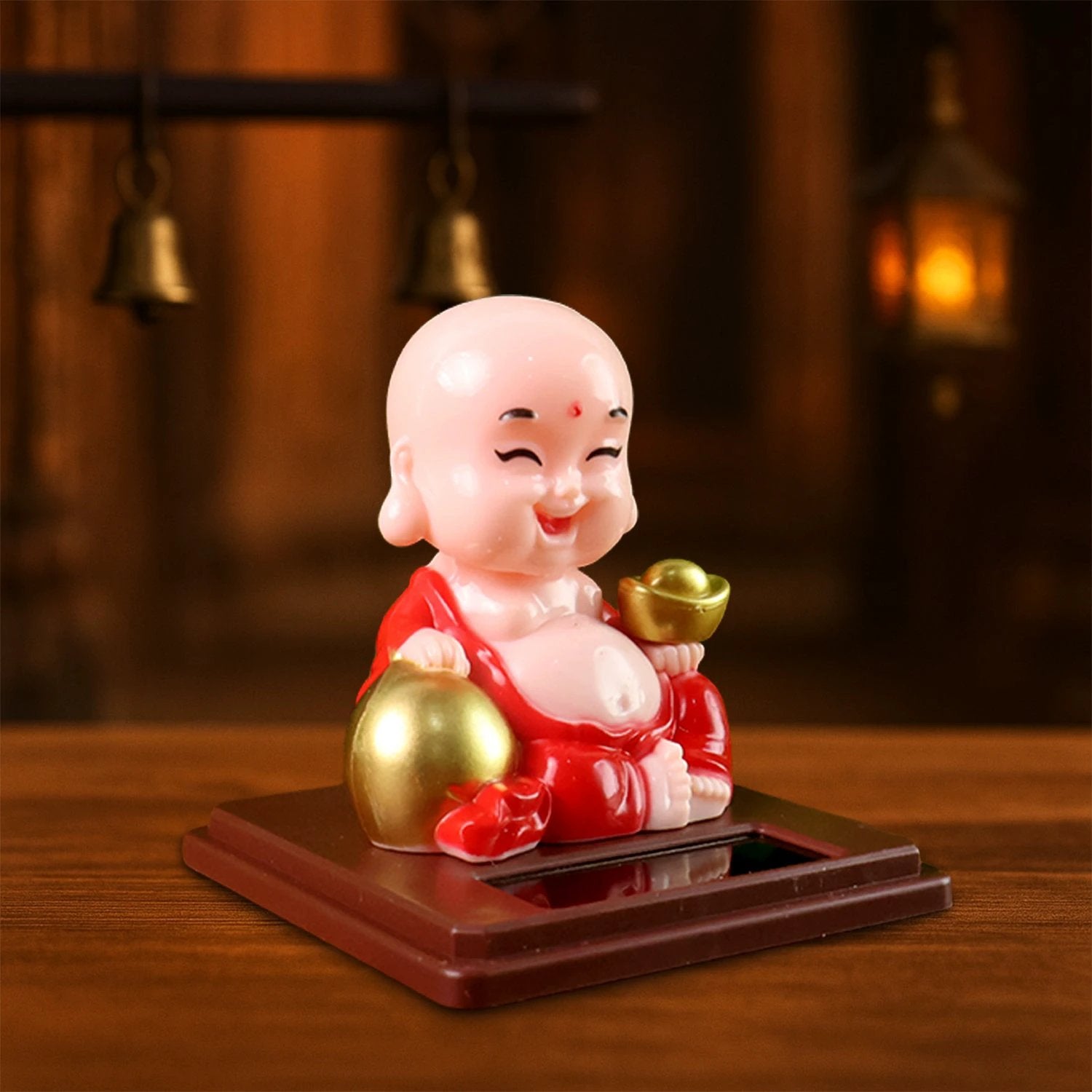 Solar Power Moving Head Buddha Statue Car Ornament (1 Pc  Mix Color) - 69KART