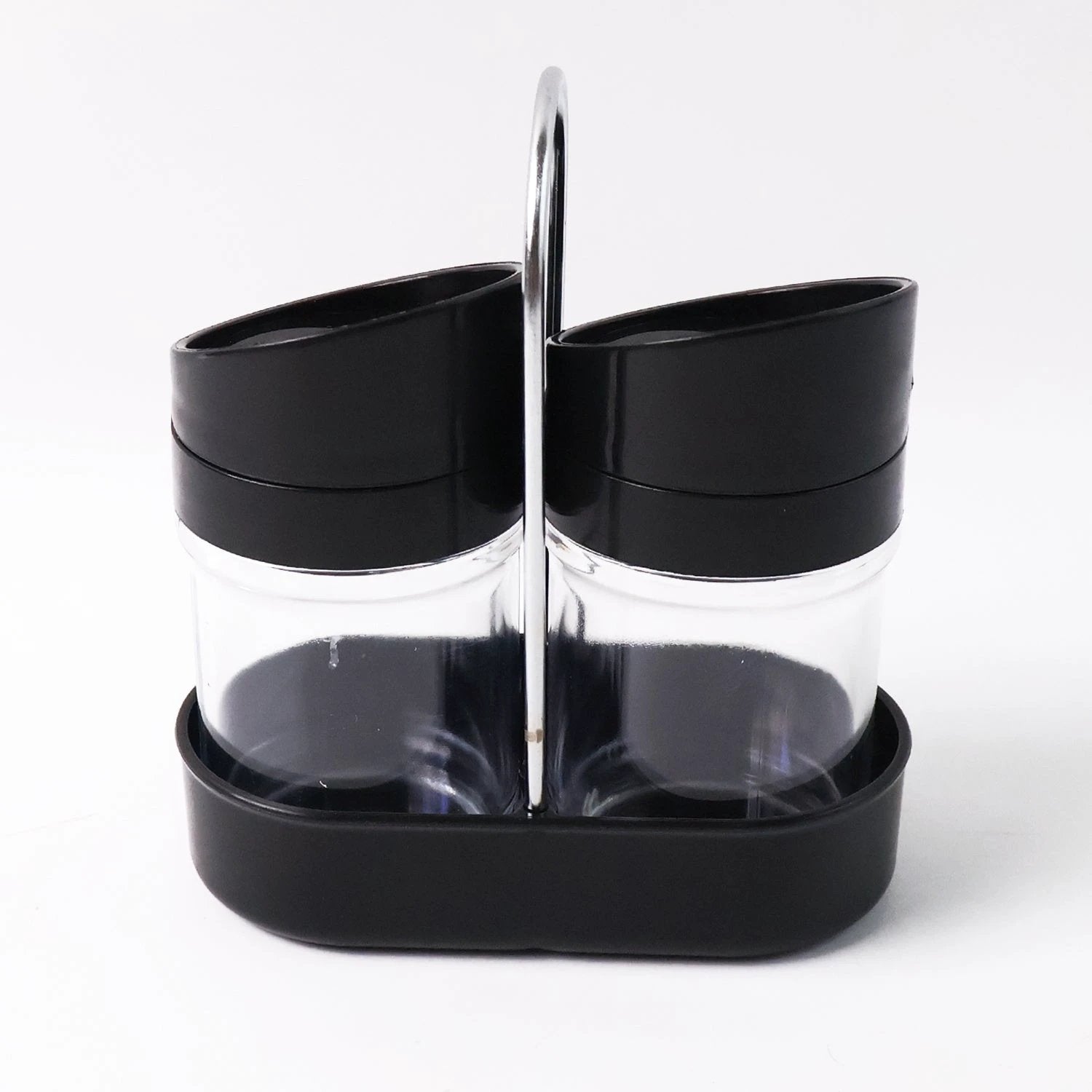 Apex Helix Salt N Pepper 2-piece Plastic Jar Set With Stand by Wukusy