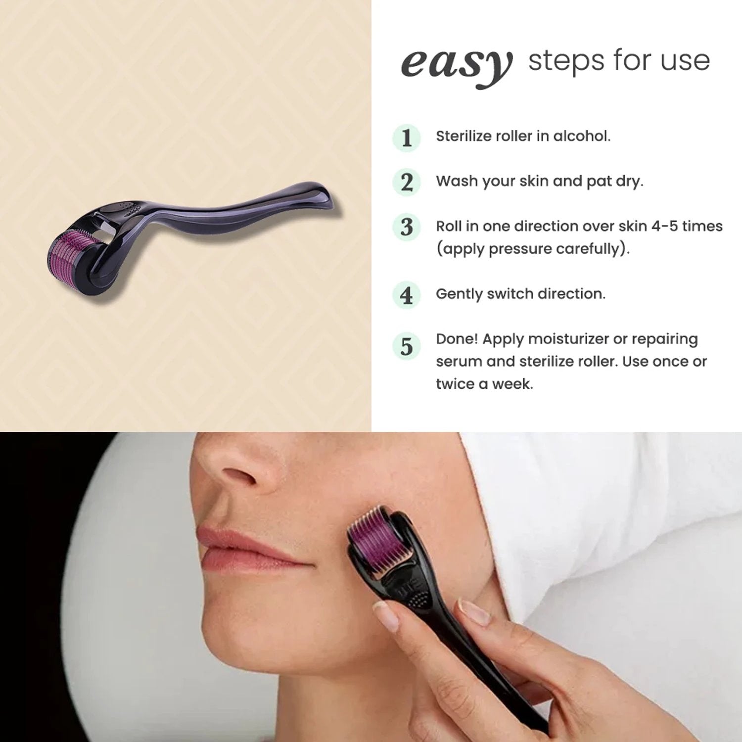 6601 Derma Roller Anti Ageing And Facial Scrubs  Polishes Scar Removal Hair Regrowth (0.75mm) - 69kart