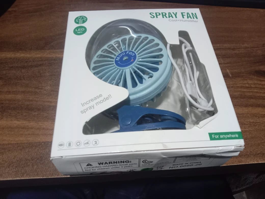 17930 Portable Clip-on Fan Battery Operated With Light  Spray Small Yet Powerful Usb Table Fan 3-speed Quiet Rechargeable Mini Desk Fan 360 Rotation Personal Cooling Fan For Home Office Camping - 69kart