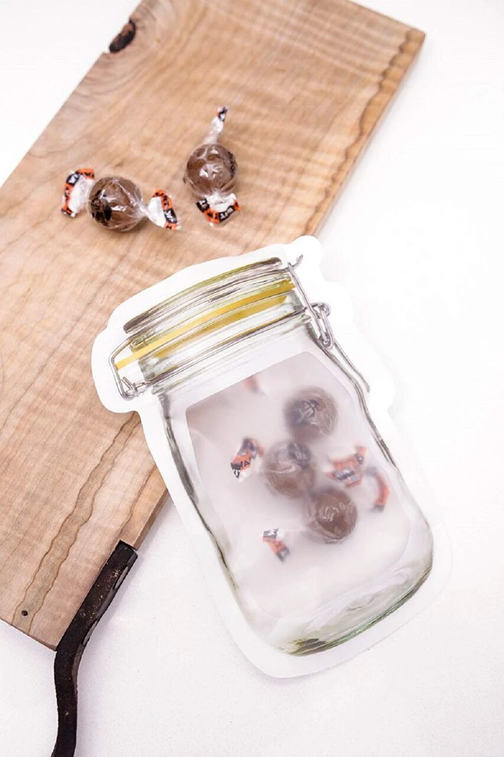 1073 Reusable Airtight Seal Plastic Food Storage Mason Jar Zipper (150ml) by Wukusy