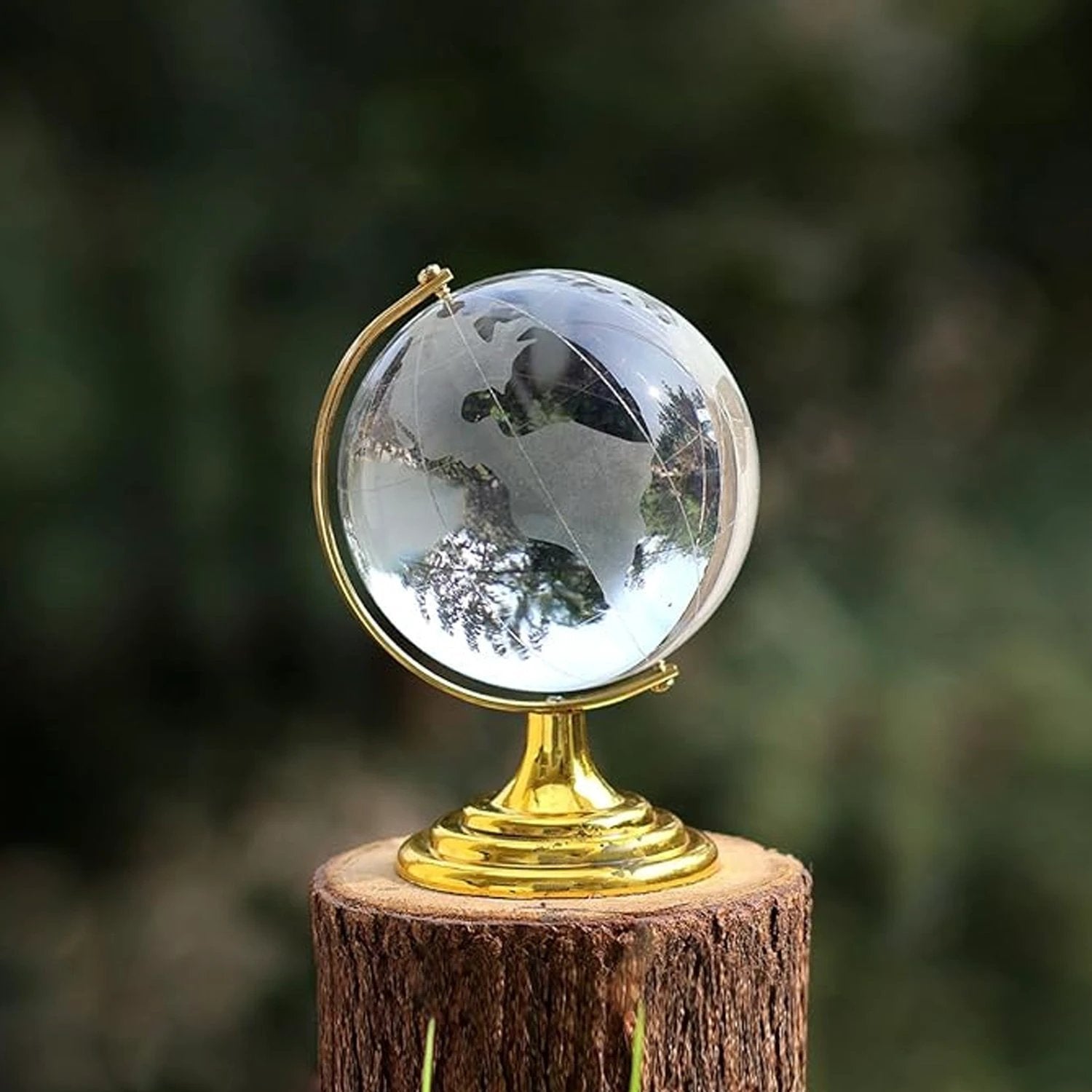 Crystal Globe World Map 50 Mm With Golden Stand (1 Pc) by Wukusy
