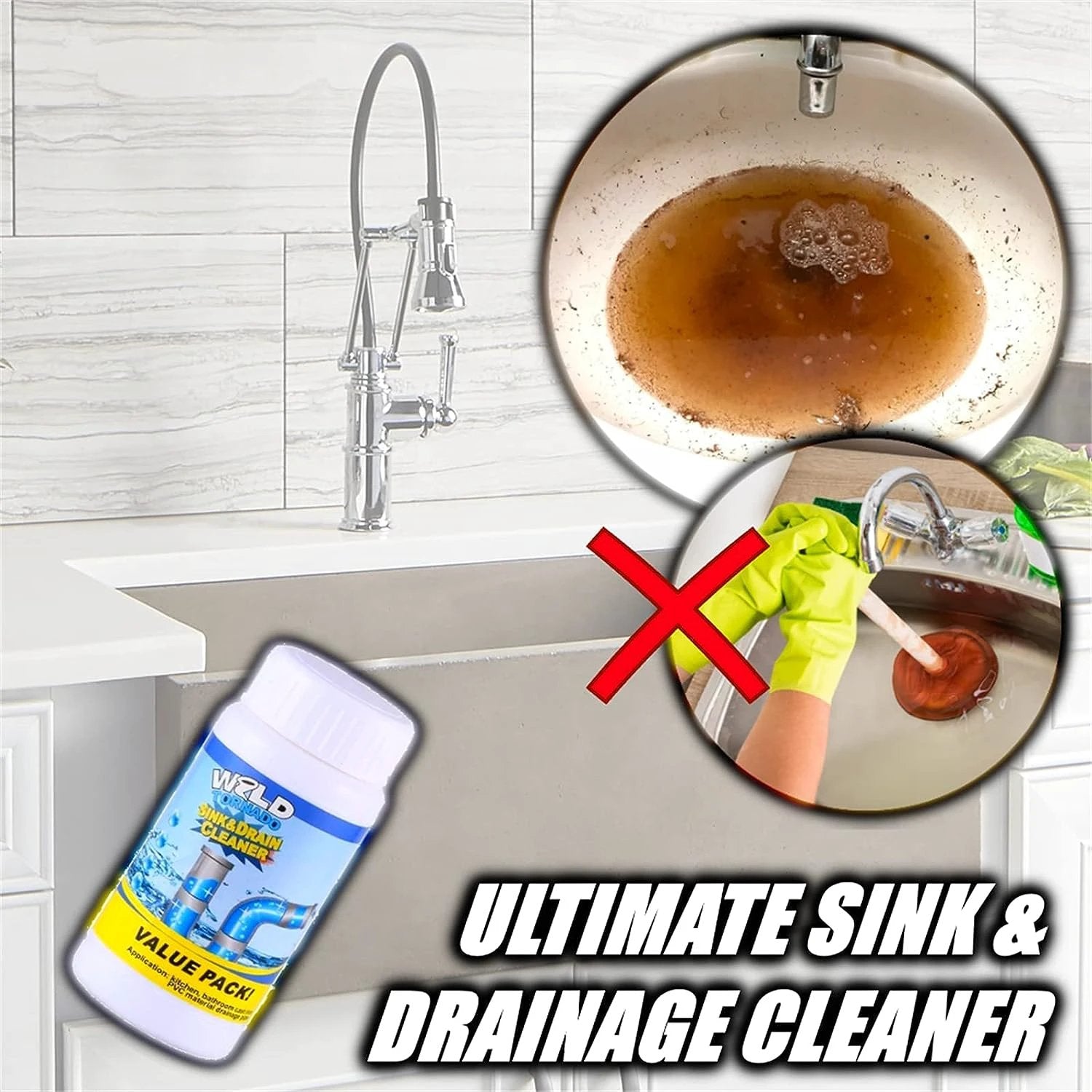 7934 Powerful Sink And Drain Cleaner Portable Powder Cleaning Tool Super Clog Remover Chemical Powder Agent For Kitchen Toilet Pipe Dredging (110 Gm) by Wukusy