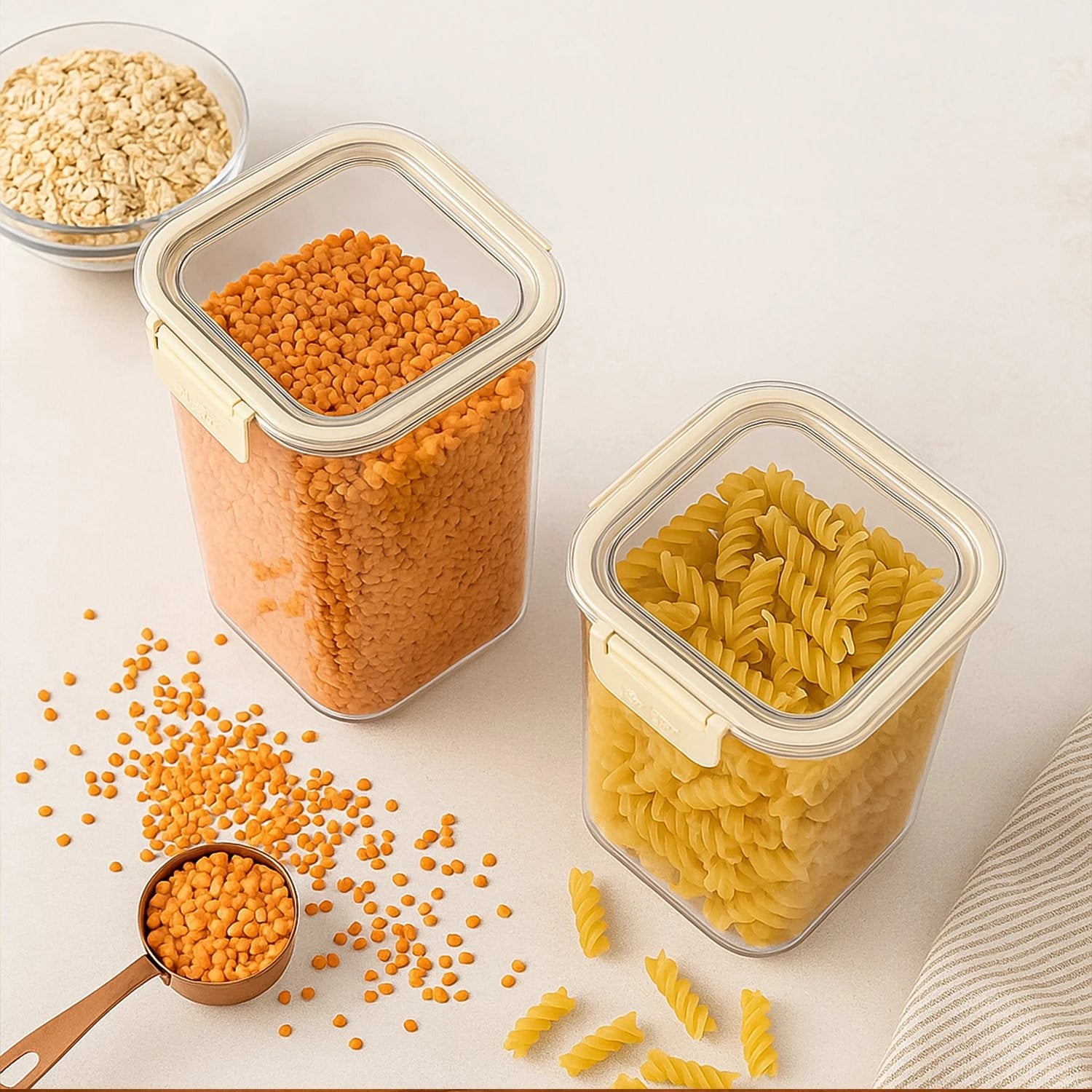 Apex Press N Lock Airtight Kitchen Storage Container Set (2pc1400ml) Approx by Wukusy