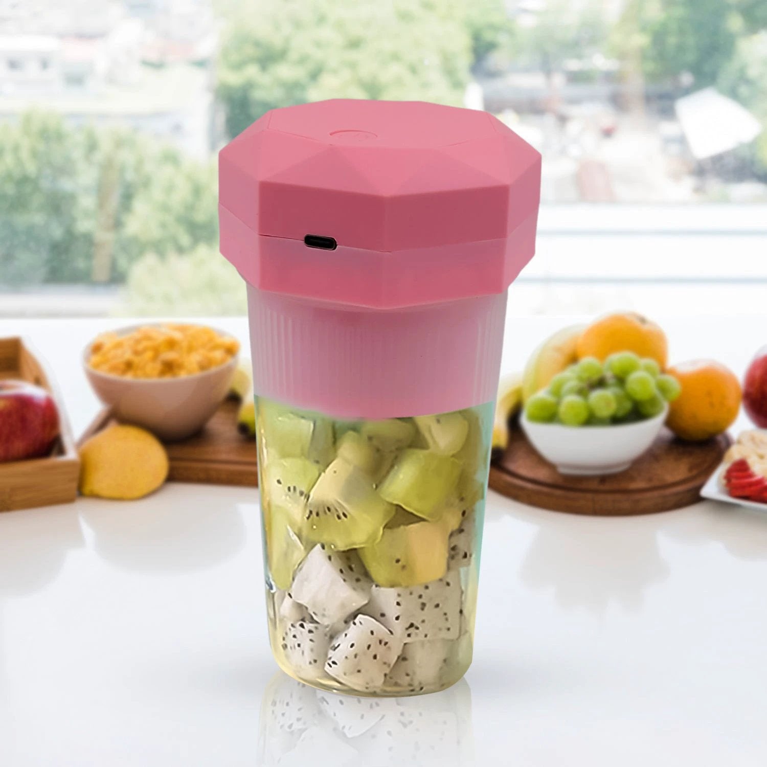 Portable Multifunctional Electric Juicer Cup Usb Juice Maker 6 Blade (350 Ml) - 69kart