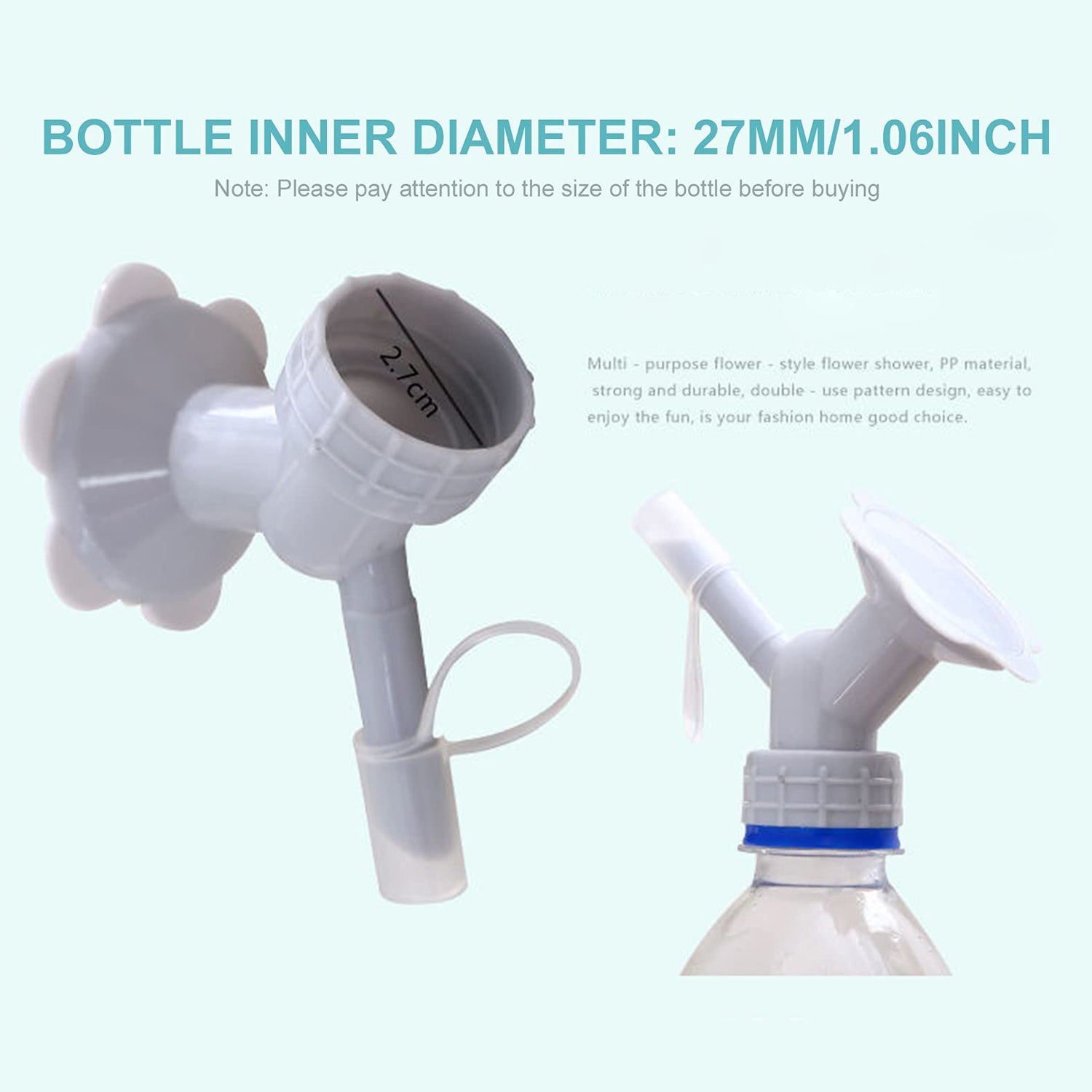 2 In 1 Bottle Cap Sprinkler Dual Head Bottle Watering Spout Double Ended Bottle Watering Nozzle  Watering Can Nozzle For Indoor Seedlings Plant Garden Tool