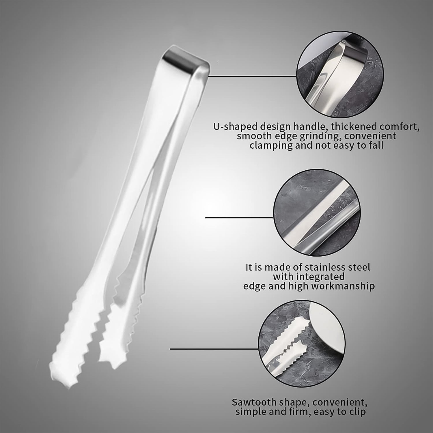 Stainless Steel Tong For Ice Cubes Sugar