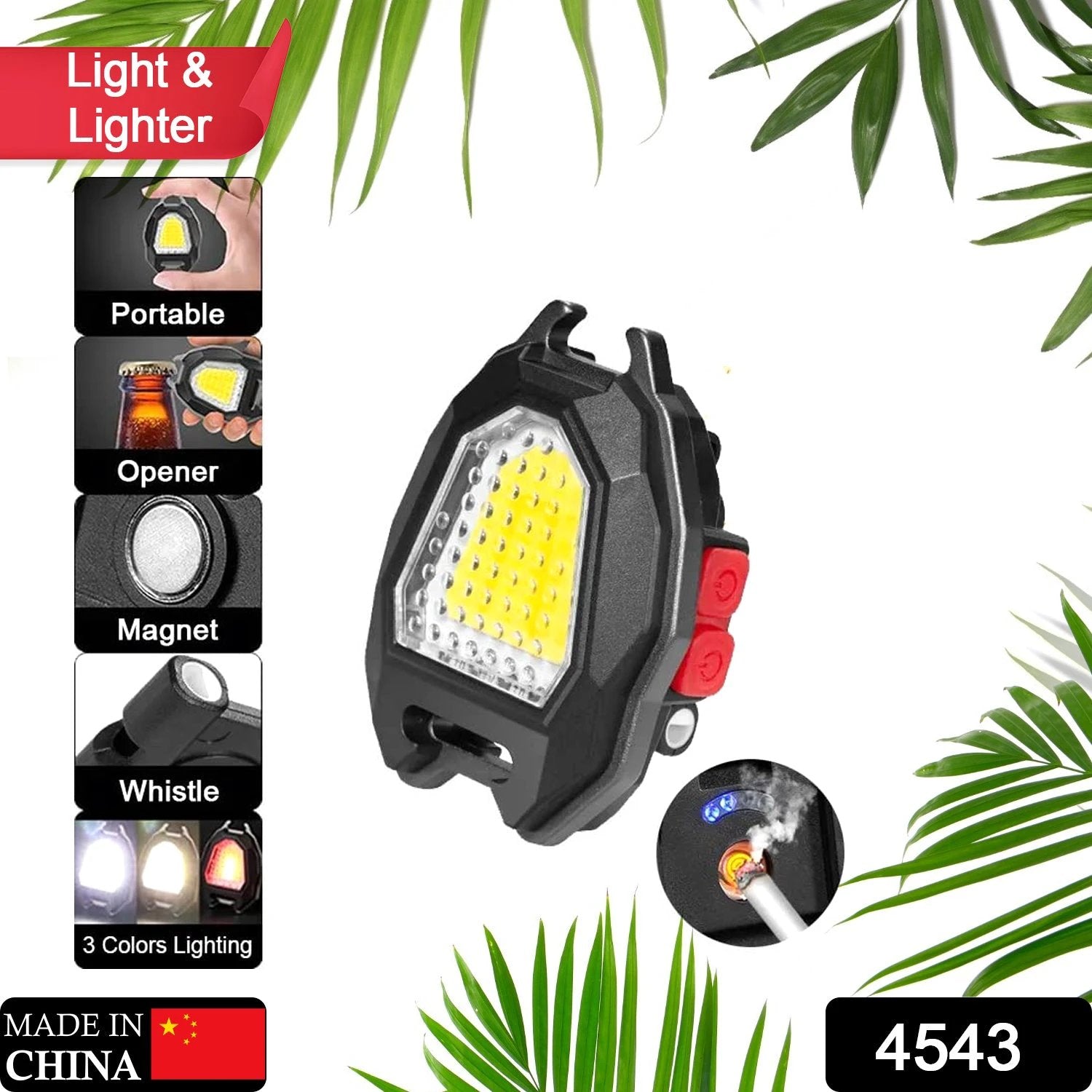 4543 Portable Triangular Shaped Emergency Camping Flashlight With Cigarette Lighter Lumens Rechargeable Waterproof Portable Led Light Camping Keychain 6lighting Modes With Strong Magnet 3 Color Lighting For Travel Camping Walking - 69KART