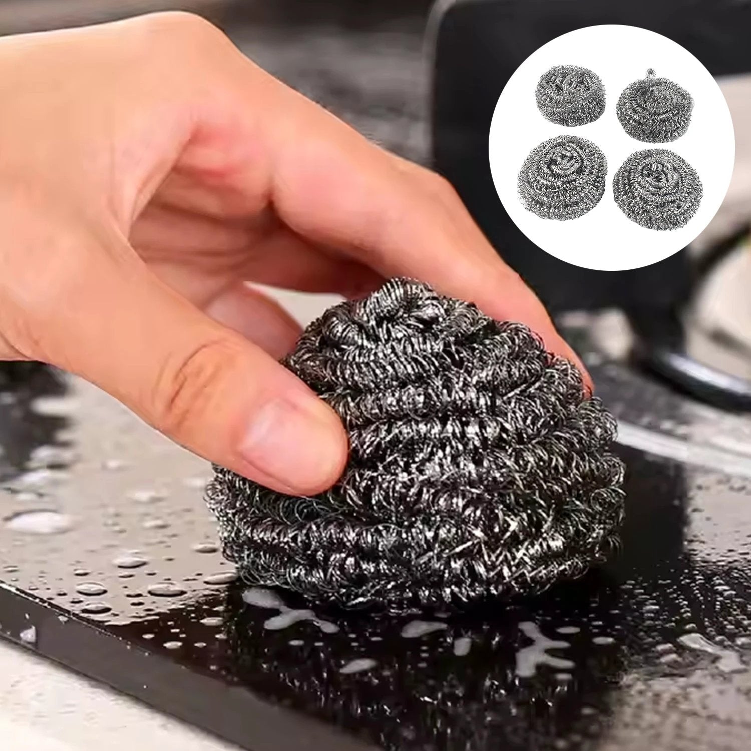 6 In 1 Kitchen Cleaning Set Handy Free Stainless Steel Scrubber by Wukusy