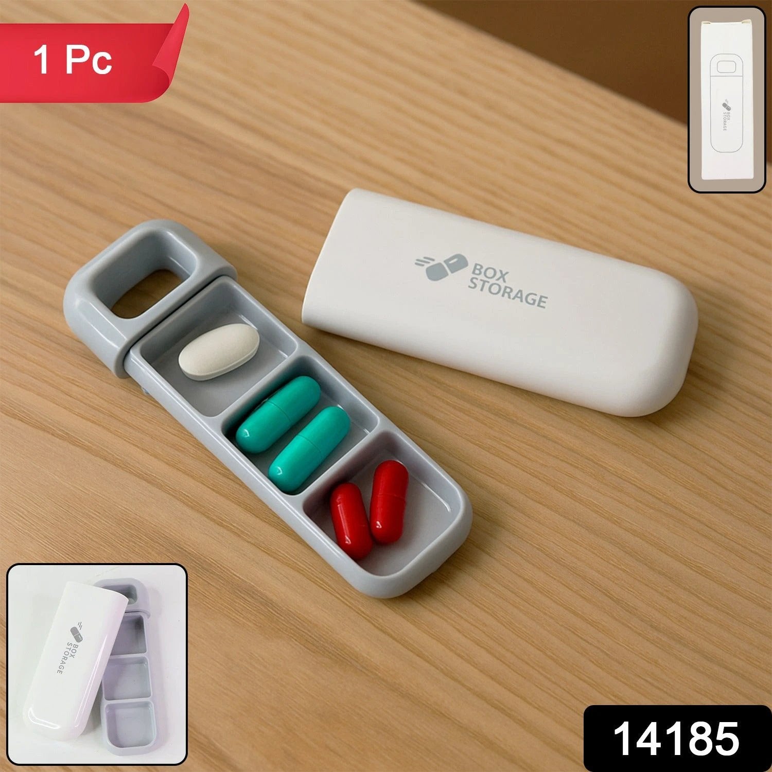 Portable 1 Pc Pill Storage Box With 3 Compartments - 69kart