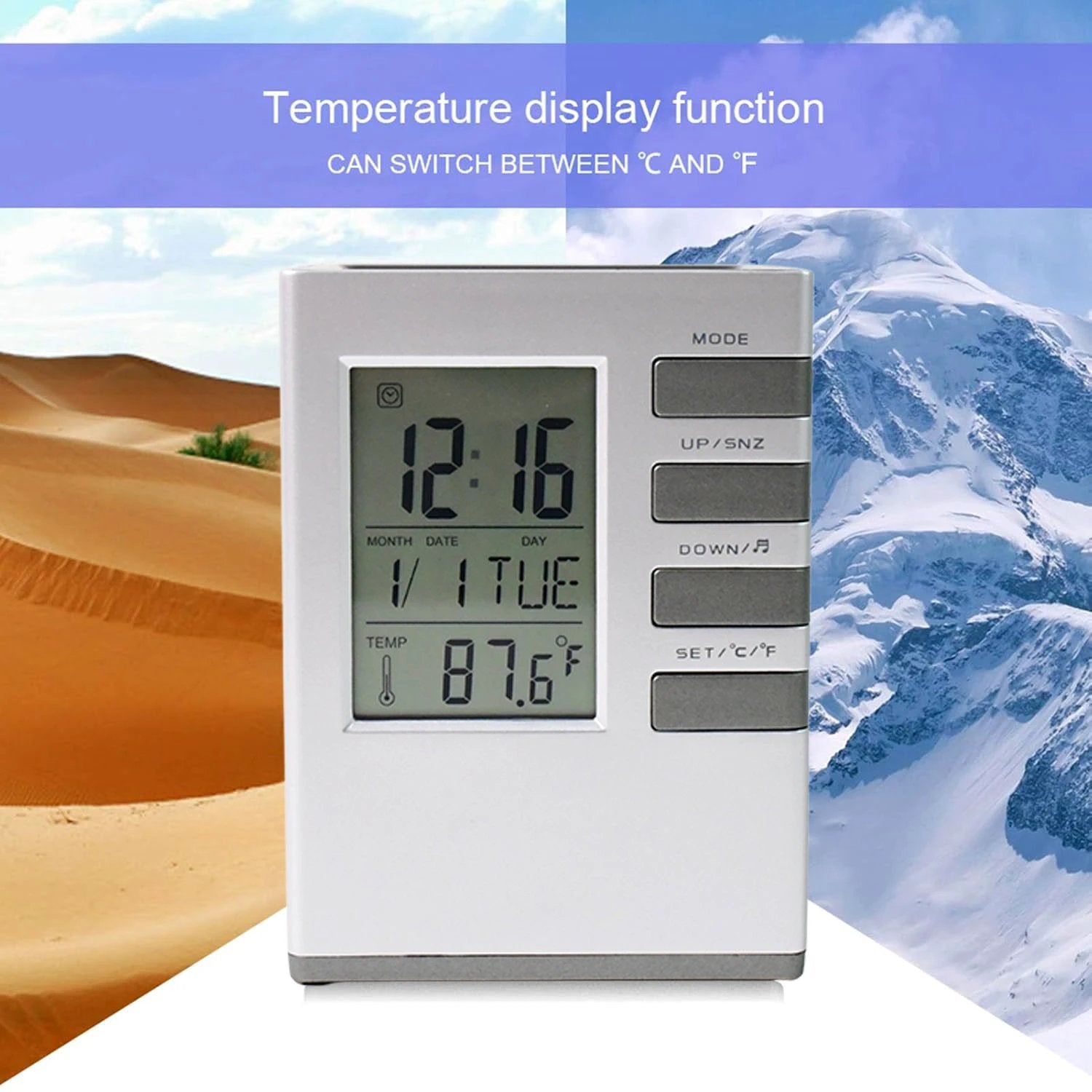 Multifunction Cube Digital Desk Clock With Pen Holder (1 Pc) by Wukusy