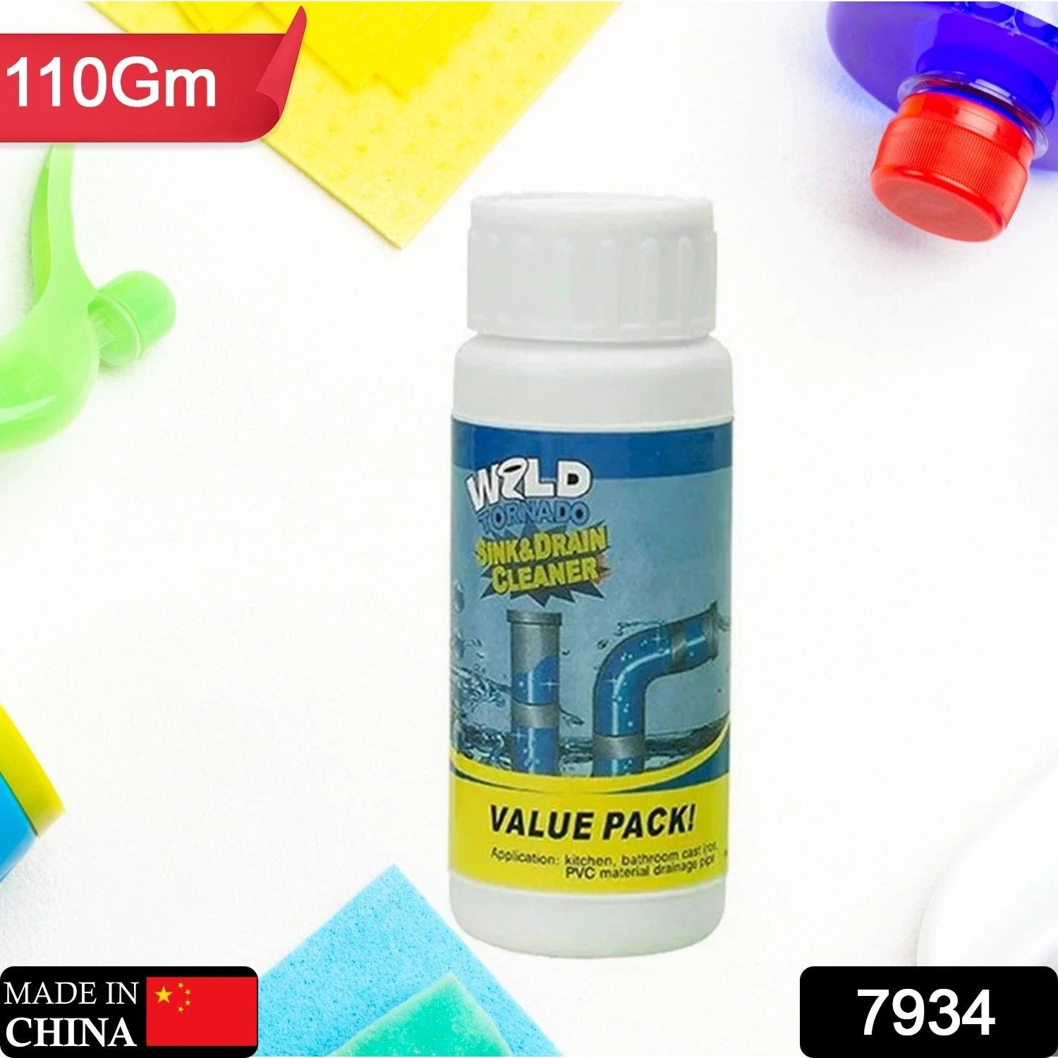 7934 Powerful Sink And Drain Cleaner Portable Powder Cleaning Tool Super Clog Remover Chemical Powder Agent For Kitchen Toilet Pipe Dredging (110 Gm) by Wukusy